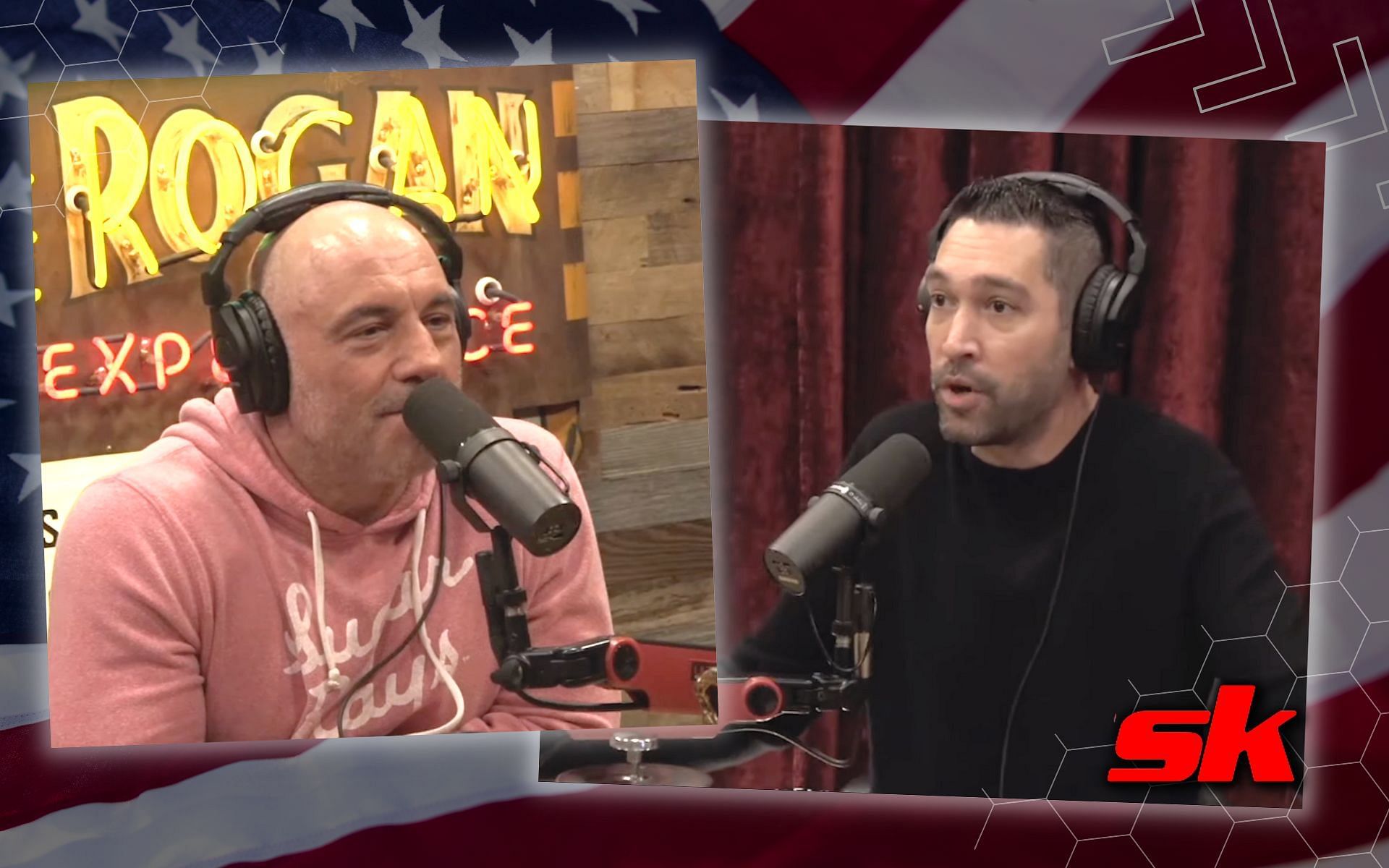 Joe Rogan (L); Dave Smith (R).  9 Image credits: Youtube/PowerfulJRE