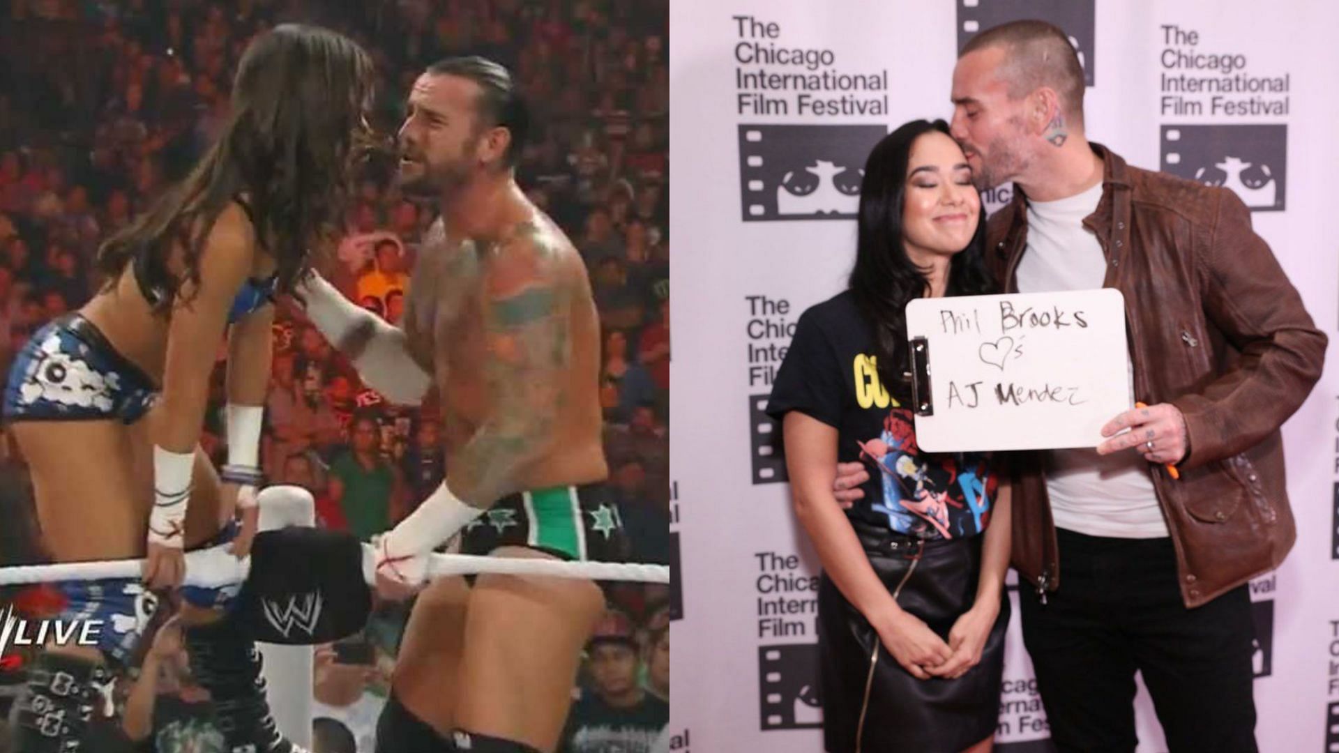 CM Punk and AJ Lee had their first kiss on WWE Monday Night RAW