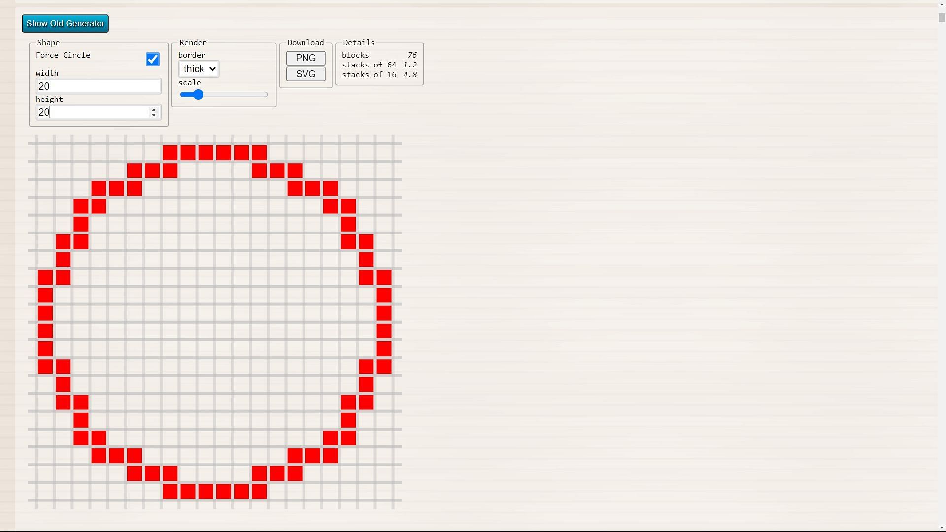One of the top websites for creating circular layouts made from blocks in the game (Image via Sportskeeda)