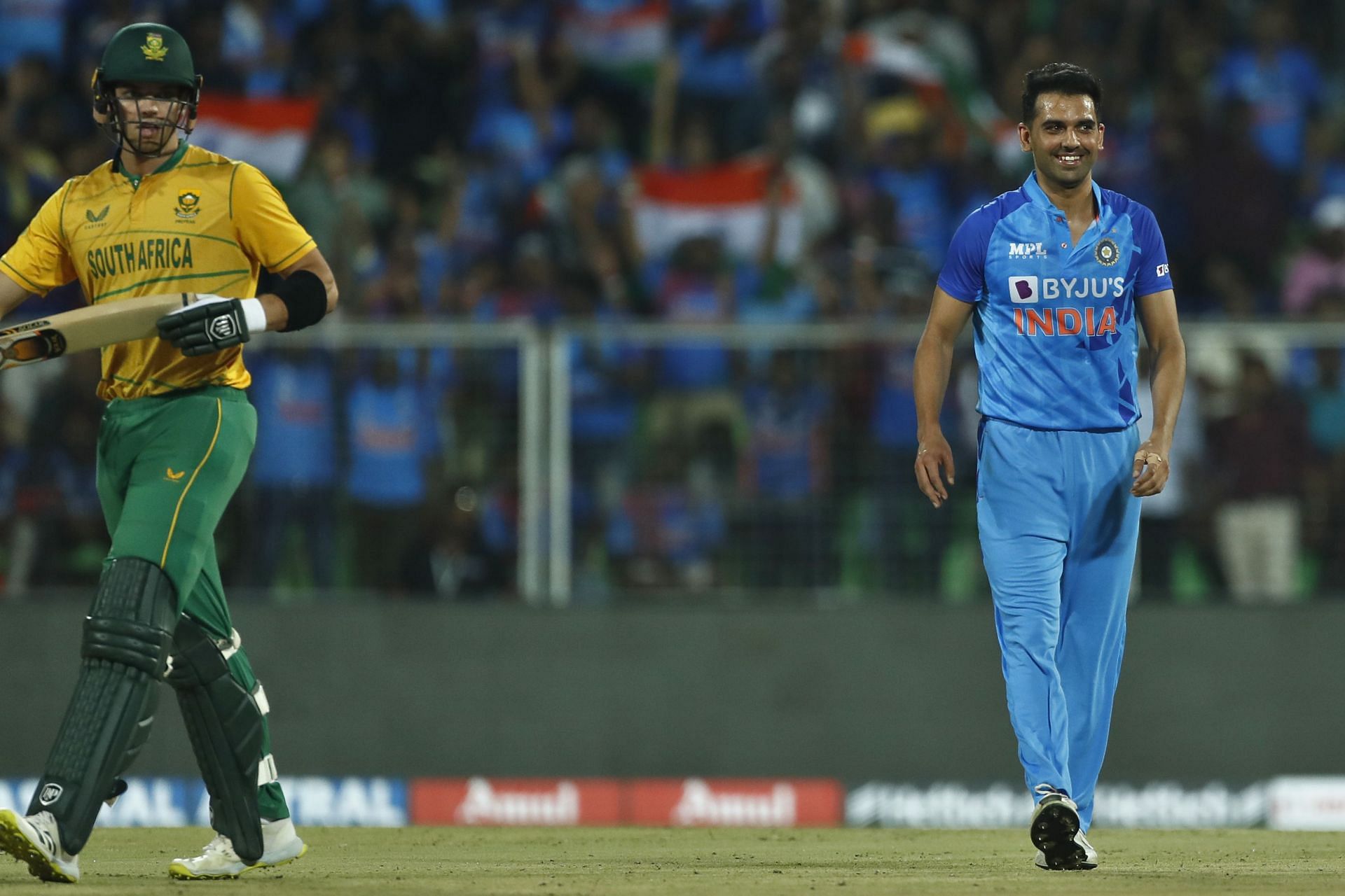 Will India consider Deepak Chahar as a replacement for Bumrah given his batting prowess? Pic: Getty Images