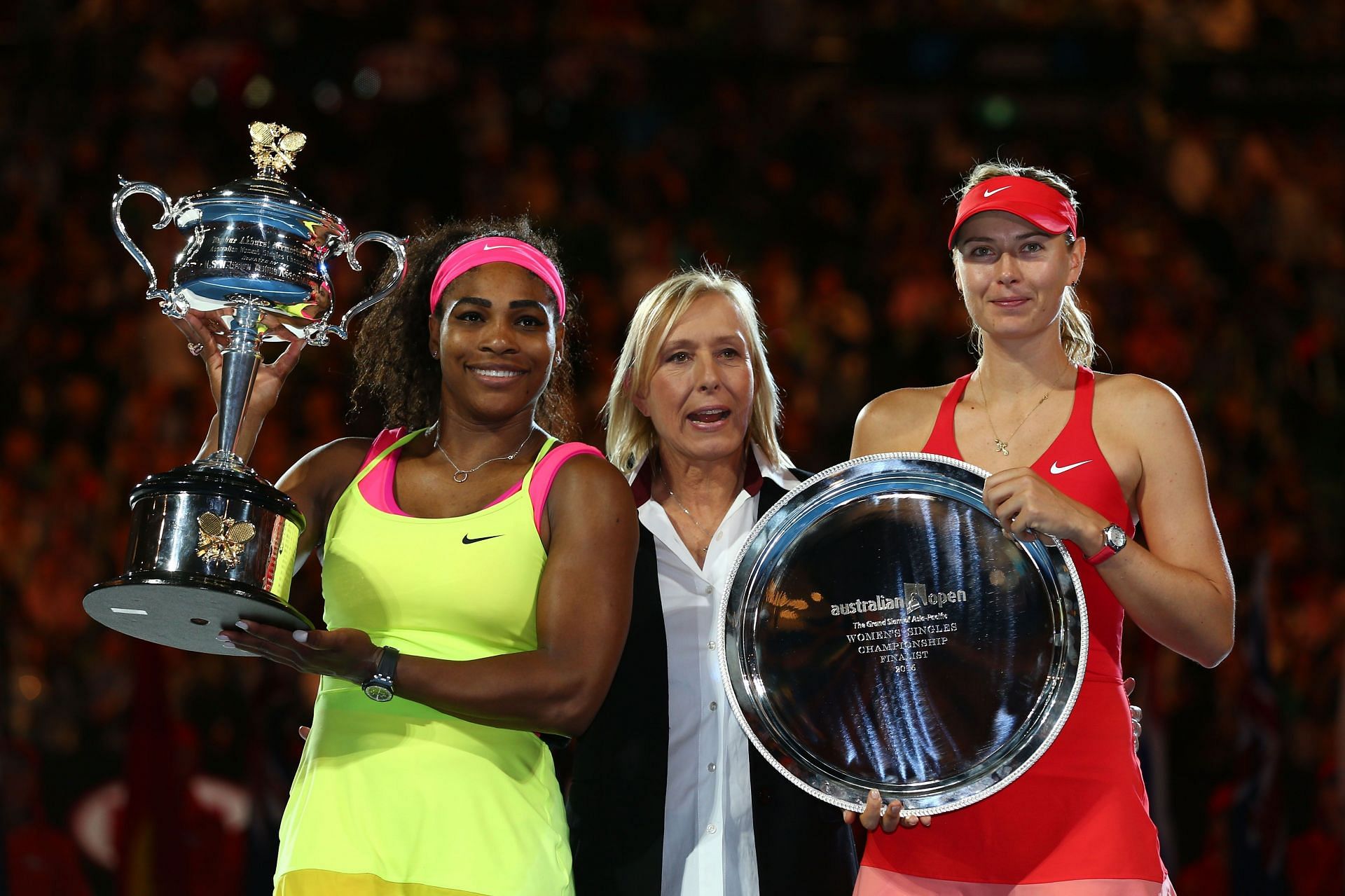 Serena Williams and Maria Sharapova at the 2015 Australian Open