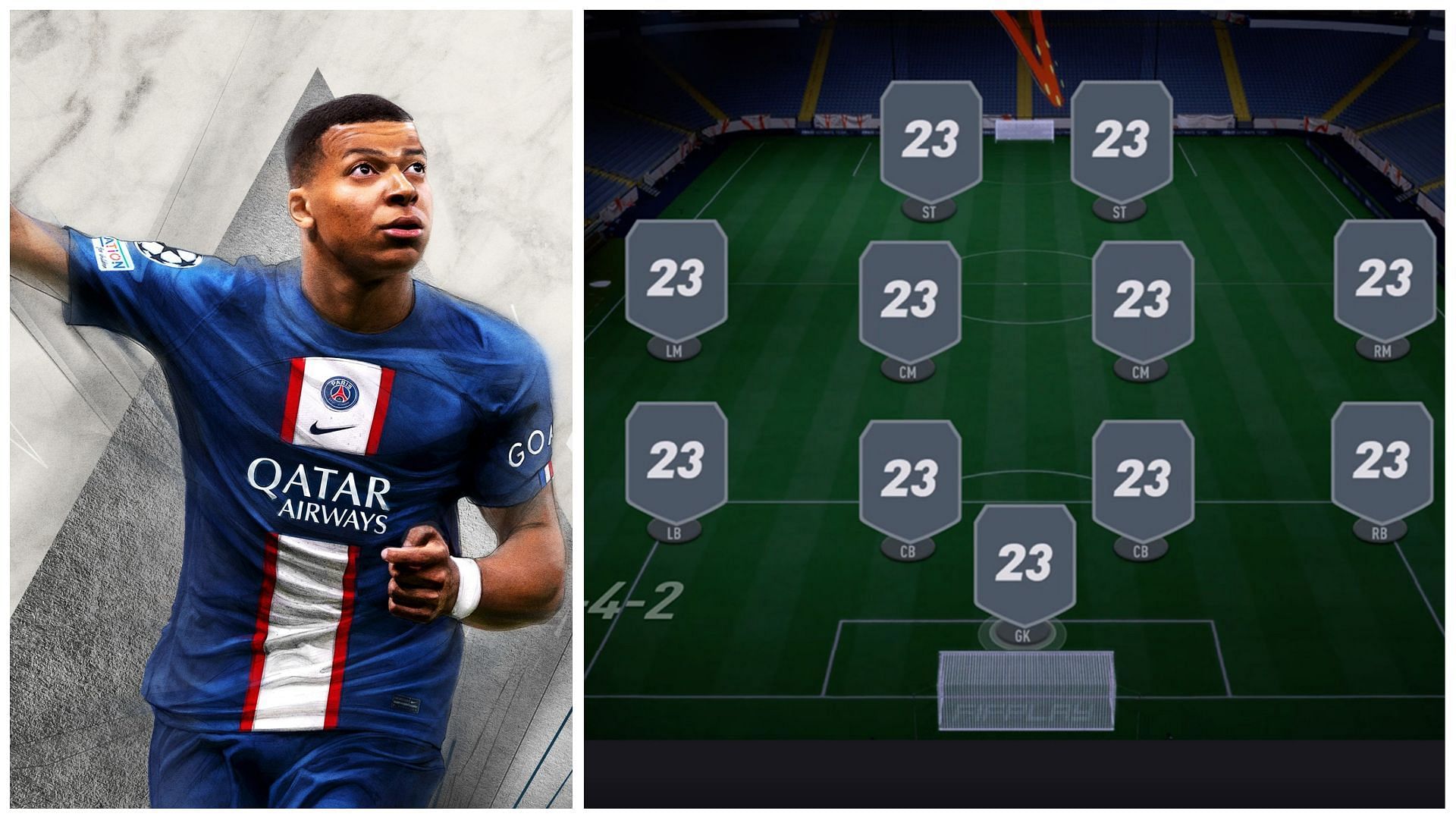 This formation will be ideal for beginners in FIFA 23 Ultimate Team (Images via EA Sports and FIFPlay)