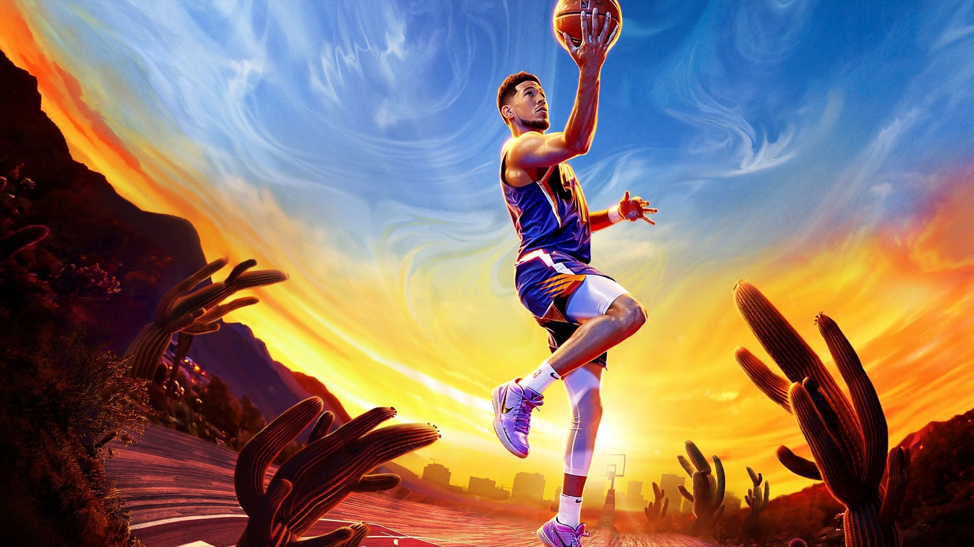 Devin Booker of the Phoenix Suns on the cover of NBA 2K23: Digital Deluxe edition.