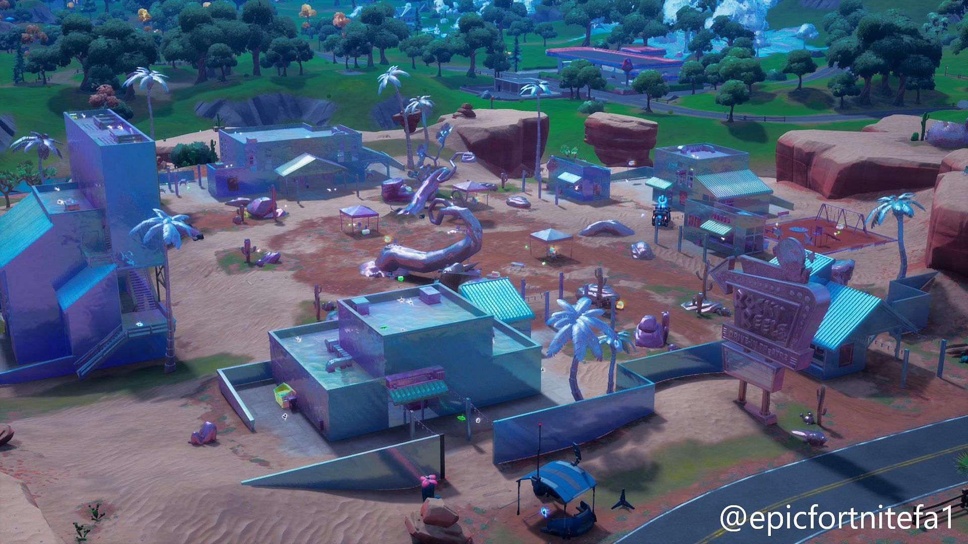 Distorted image of Polluted Pictures, Rocky Reels&#039; potential Chromed version (Image via Twitter/epicfortnitefa1)