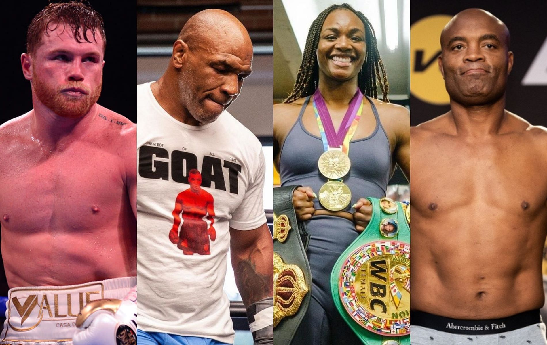 (l-R) Canelo Alvarez, Mike Tyson, Claressa Shields and Anderson Silva