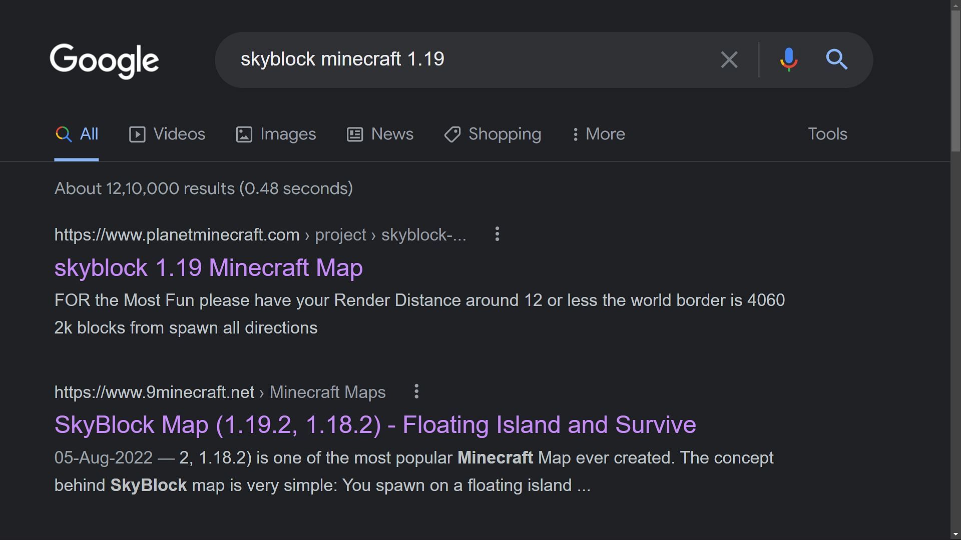 Simply search for a Skyblock world save on the internet (Image via Sportskeeda)