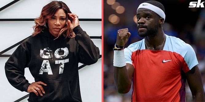 Serena Williams reacts to Frances Tiafoe sporting her GOAT hoodie ahead of 2022 US Open SF against Carlos Alcaraz