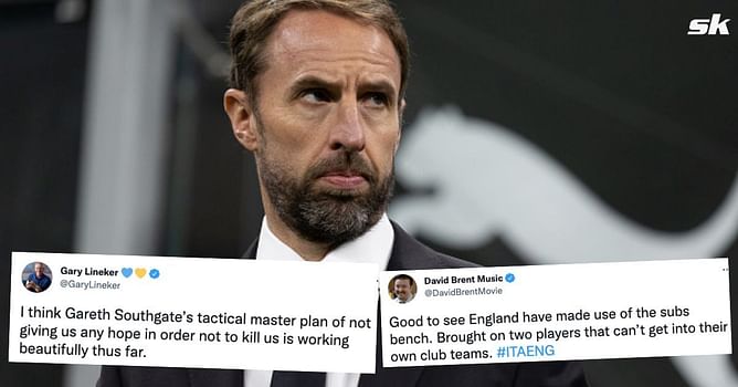 "Brought on two players that can't get into their own club teams", "Gareth Southgate football genius" - Fans on Twitter rip into England manager for poor tactics after disappointing loss against Italy