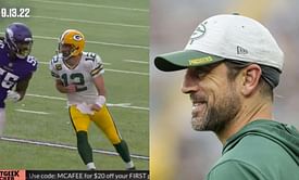 Aaron Rodgers trolls himself after getting destroyed during tackle attempt on former teammate