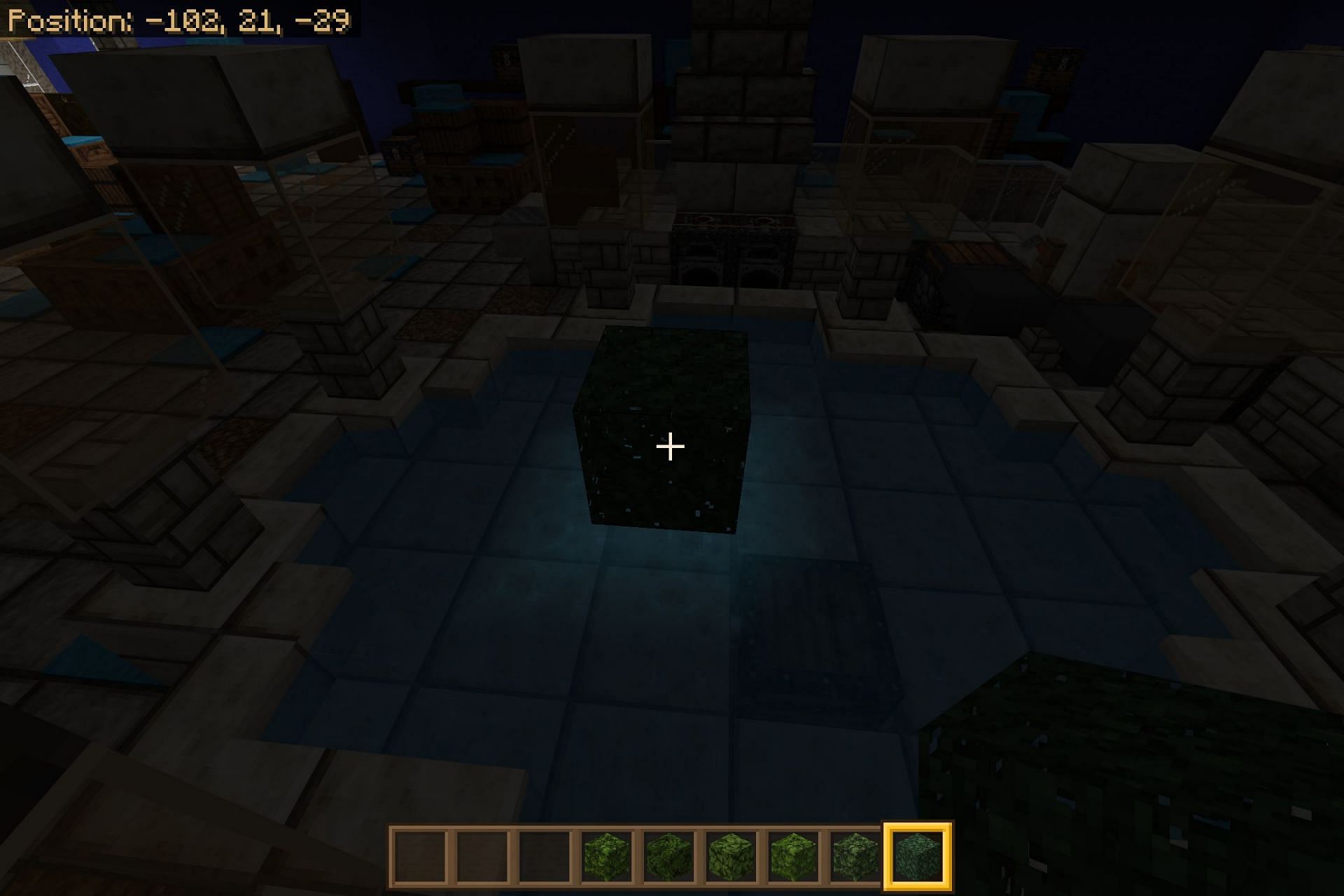 An example of waterlogged leaves glowing too bright: MCPE-76949 (Image via Minecraft)