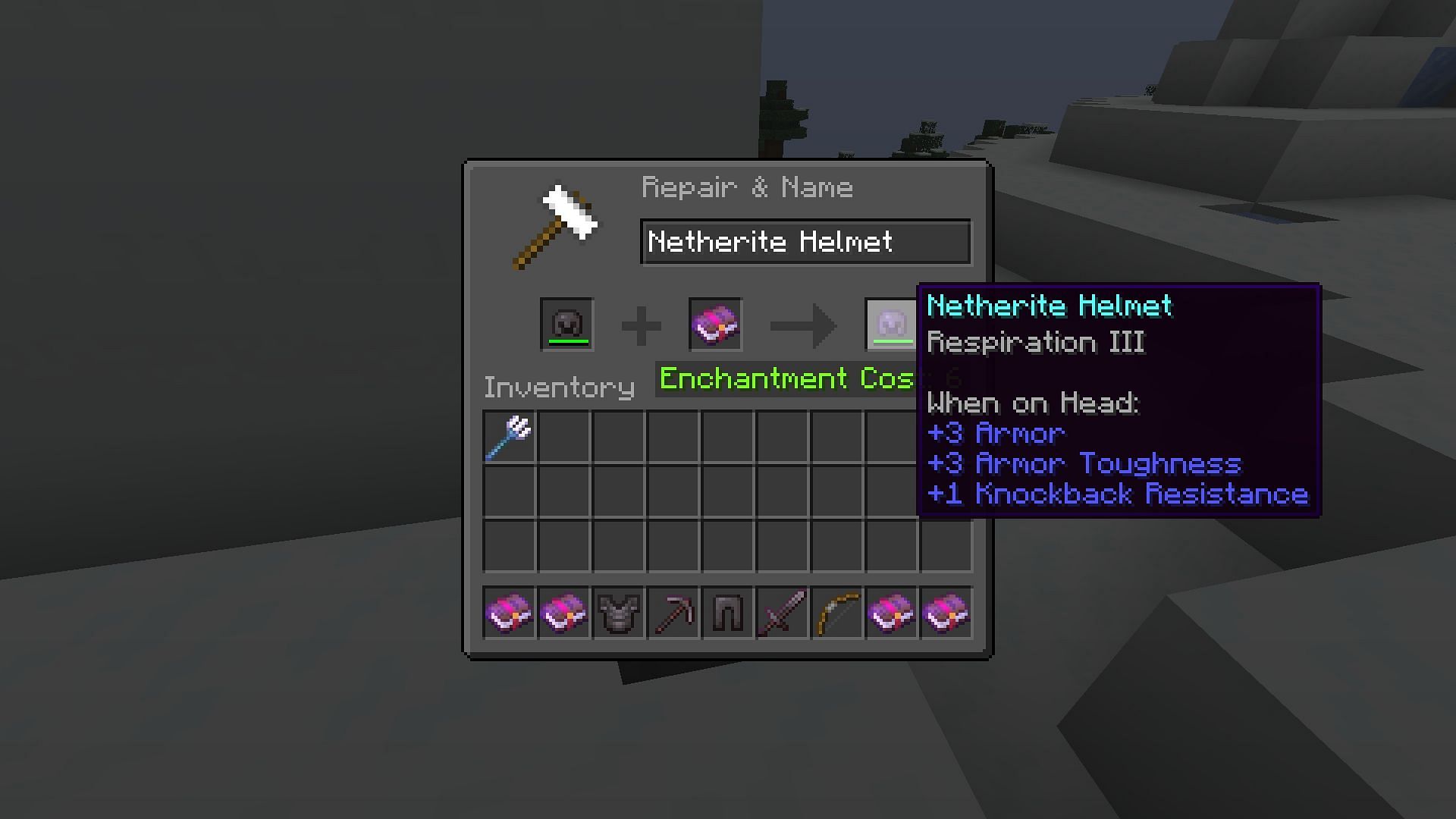 Respiration enchantment allows players to breathe underwater for a longer period of time in Minecraft (Image via Mojang)