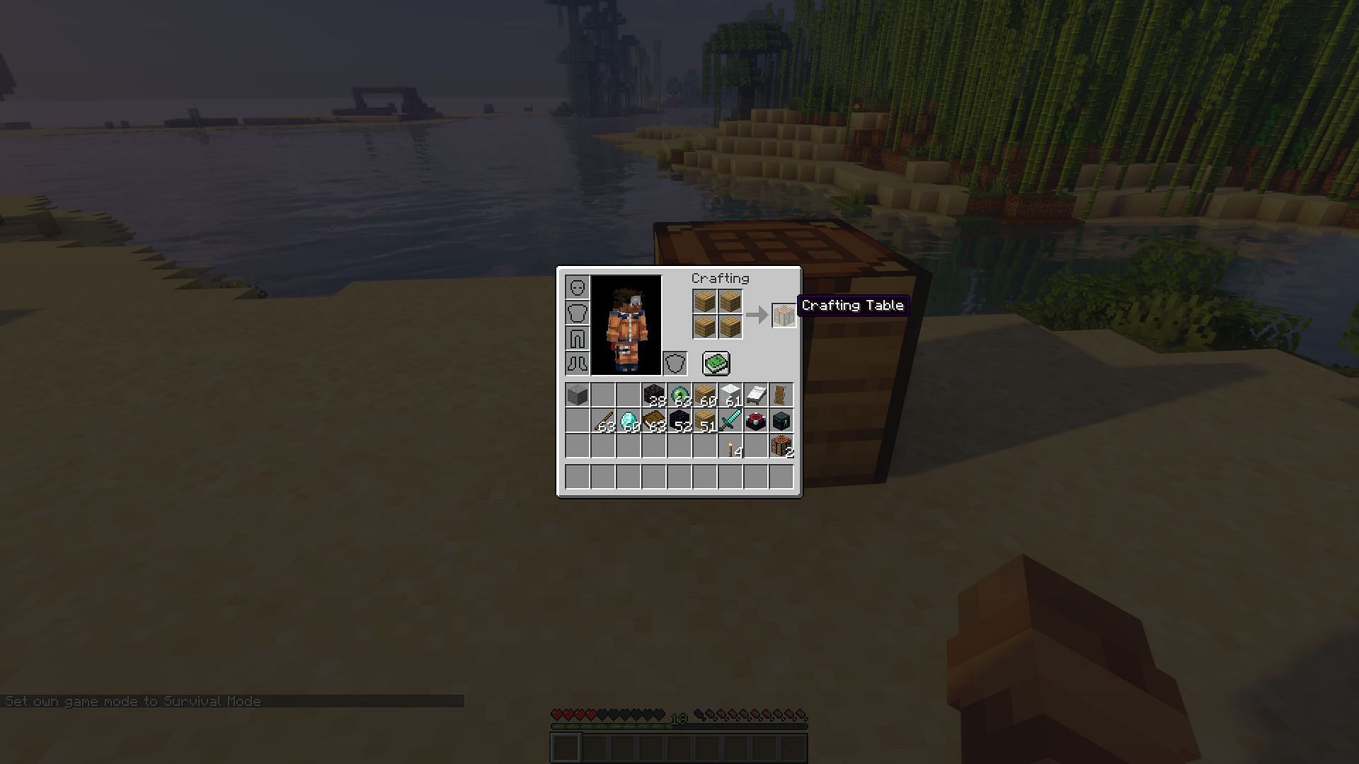 An example of the crafting recipe for the crafting table (Image via Minecraft)