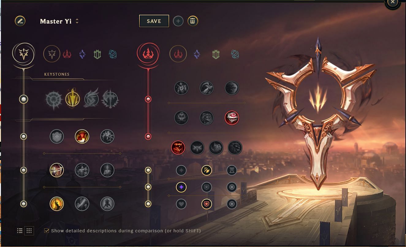 Rune Path for Master Yi (Image via League of Legends)