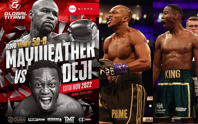 "DEJI IN 2 ROUNDS BY KO" - King Kenny, KSI, Bryce Hall, and more react to Floyd Mayweather vs. Deji confirmation on November 13, in Dubai