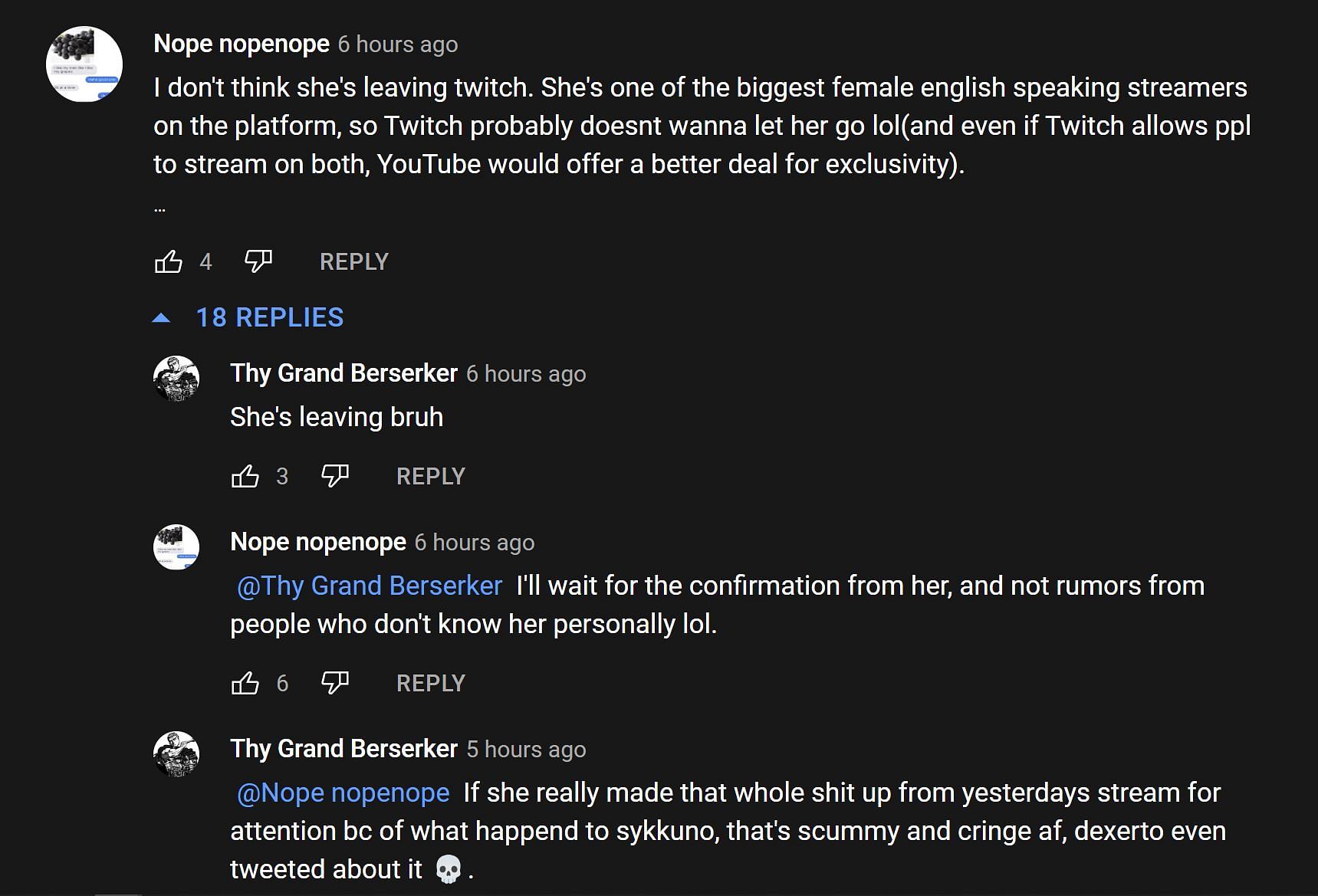 Fans in the YouTube comments section reacting to the streamer&#039;s stance 2/2 (Image via vitalFY/YouTube)