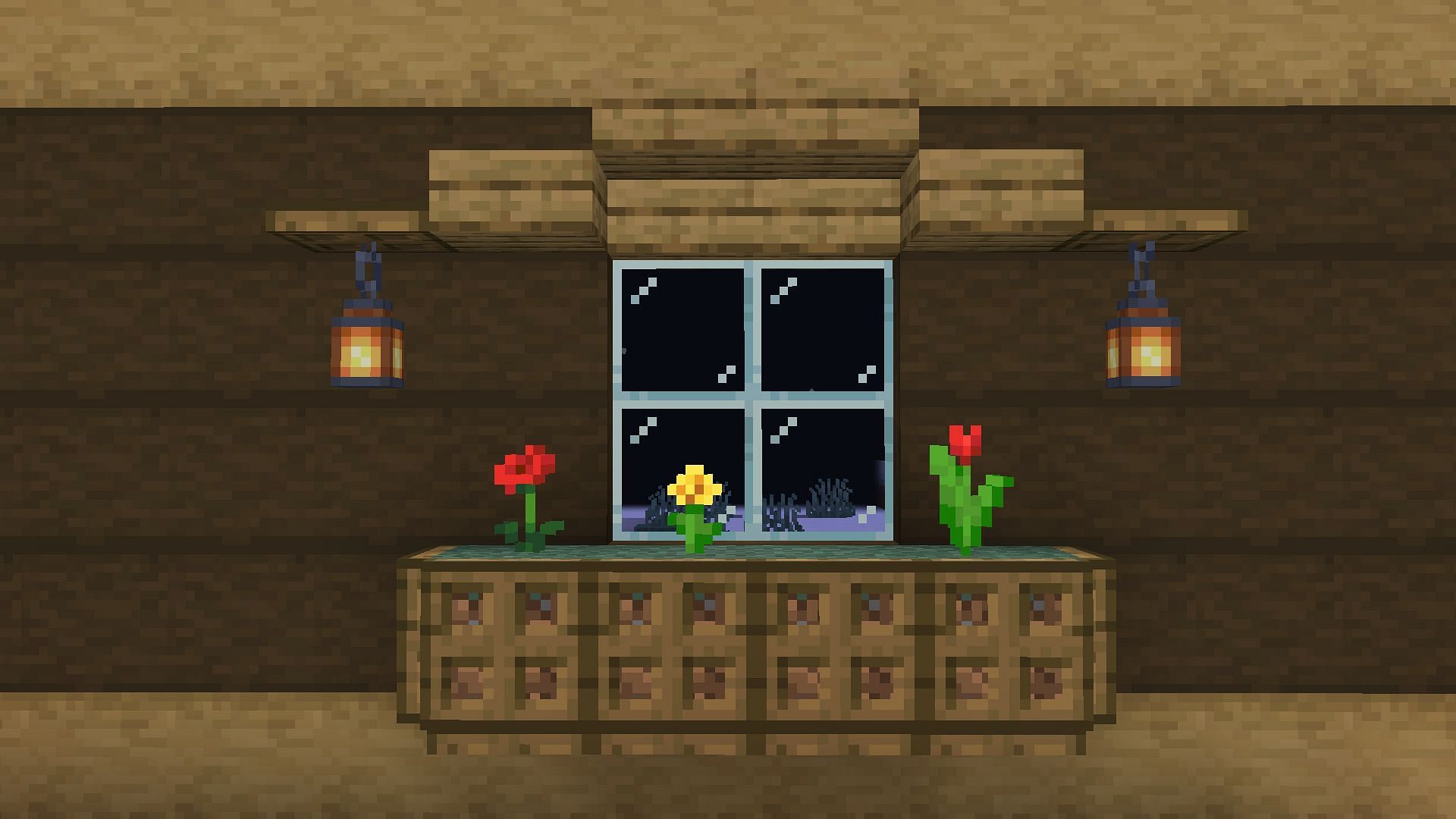 Bases can have beautiful windows to enhance the overall structure in Minecraft (Image via Mojang)