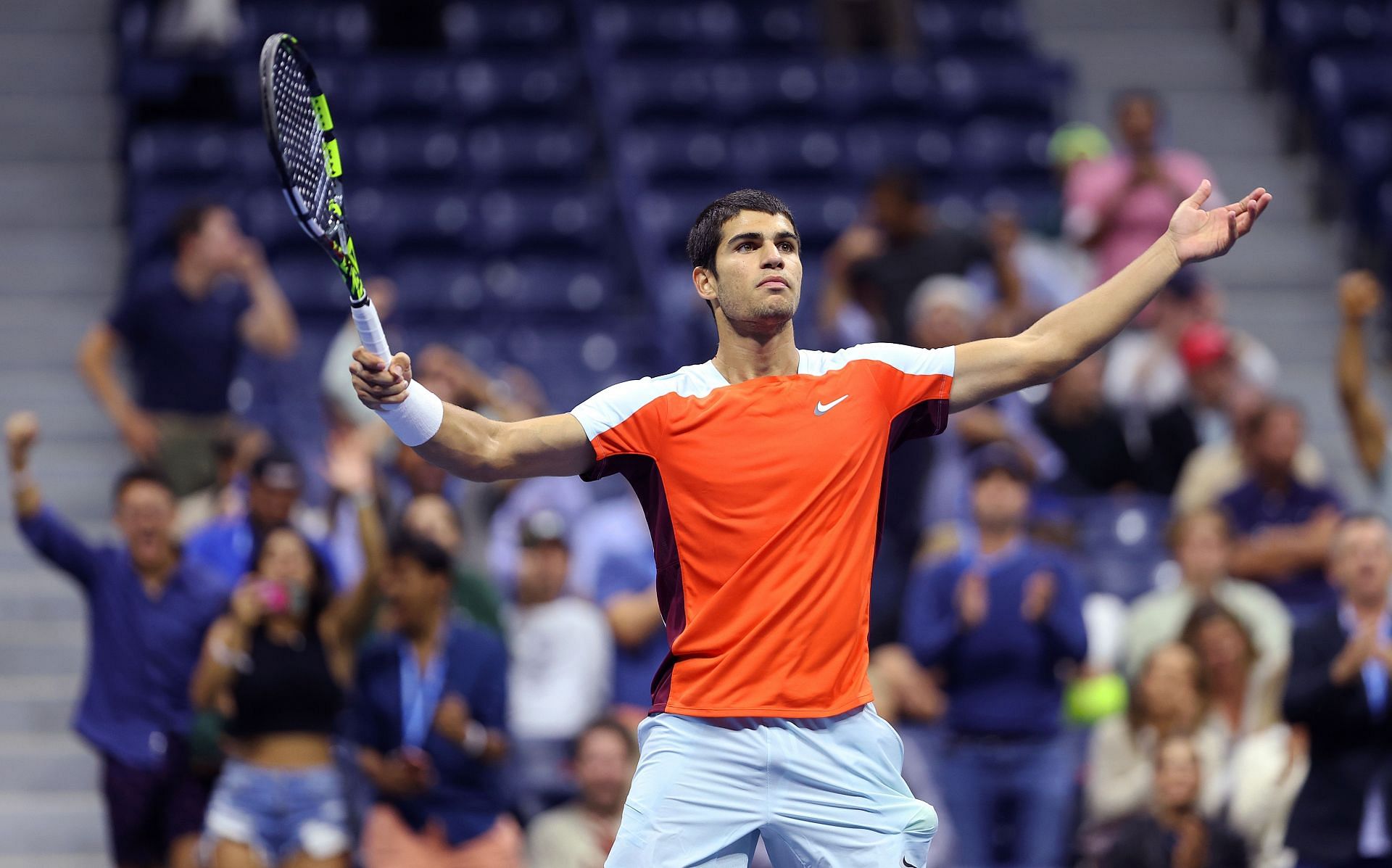 Carlos Alcaraz during his quarterfinal clash