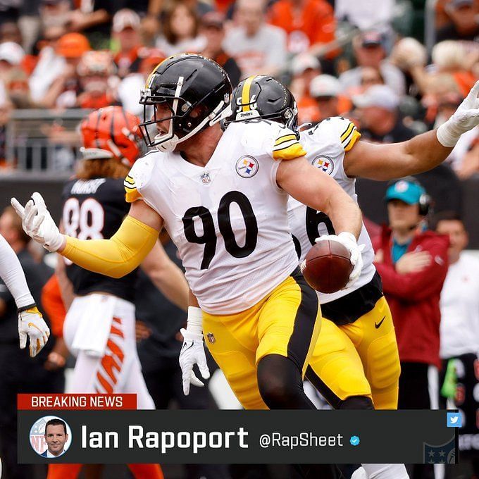 Pittsburgh Steelers linebacker TJ Watt (90) at warmups period