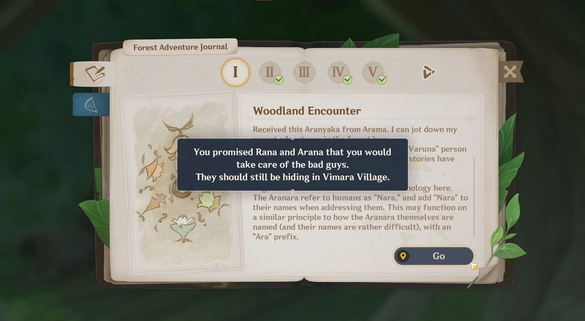 The last task for the Woodland Encounter Chapter (Image via HoYoverse)