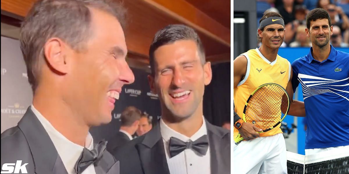 Novak Djokovic cannot stop giggling listening to Rafael Nadal talk 