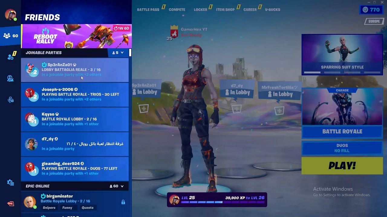 The menu has friends on it (Image via Fortnite Events on YouTube)