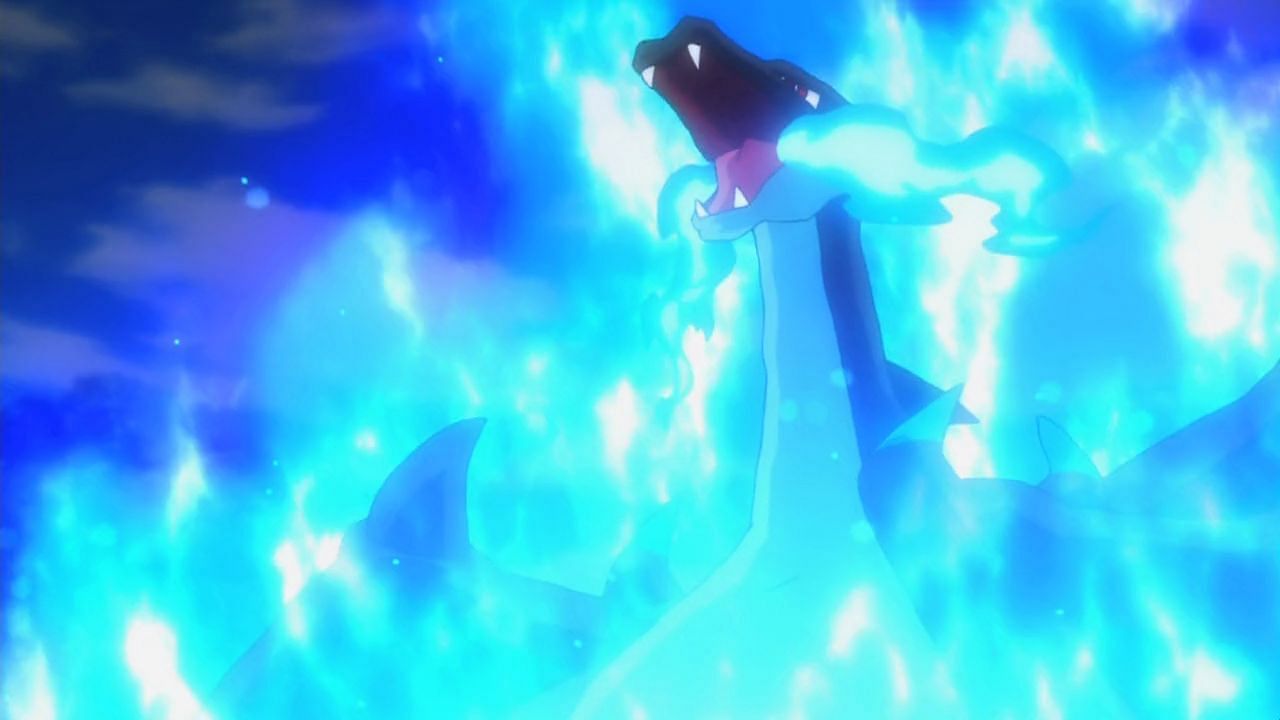 Mega Charizard X using Blast Burn in the anime (Image via The Pokemon Company)