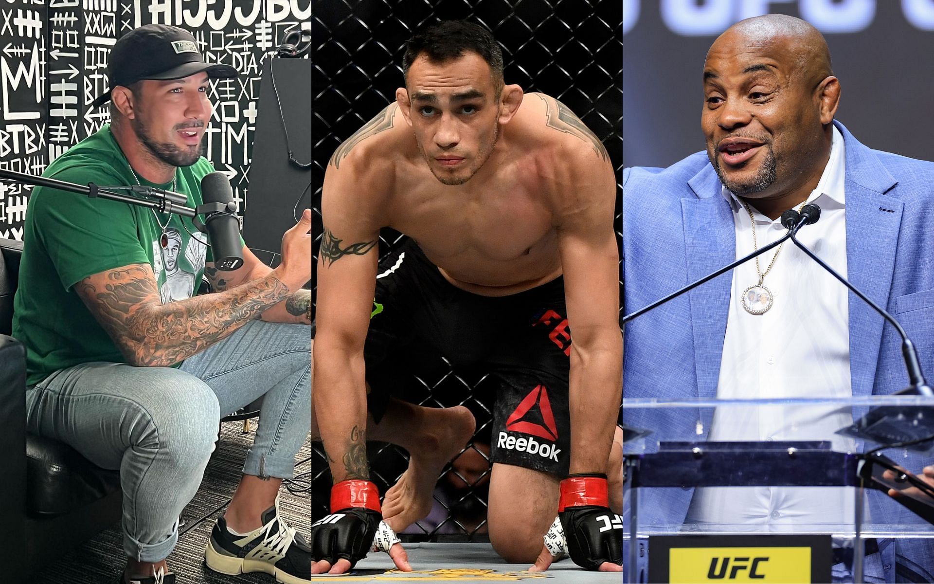 Brendan Schaub (Left), Tony Ferguson (Middle), and Daniel Cormier (Right) [Image courtesy: @brendanschaub Instagram and Getty Images]