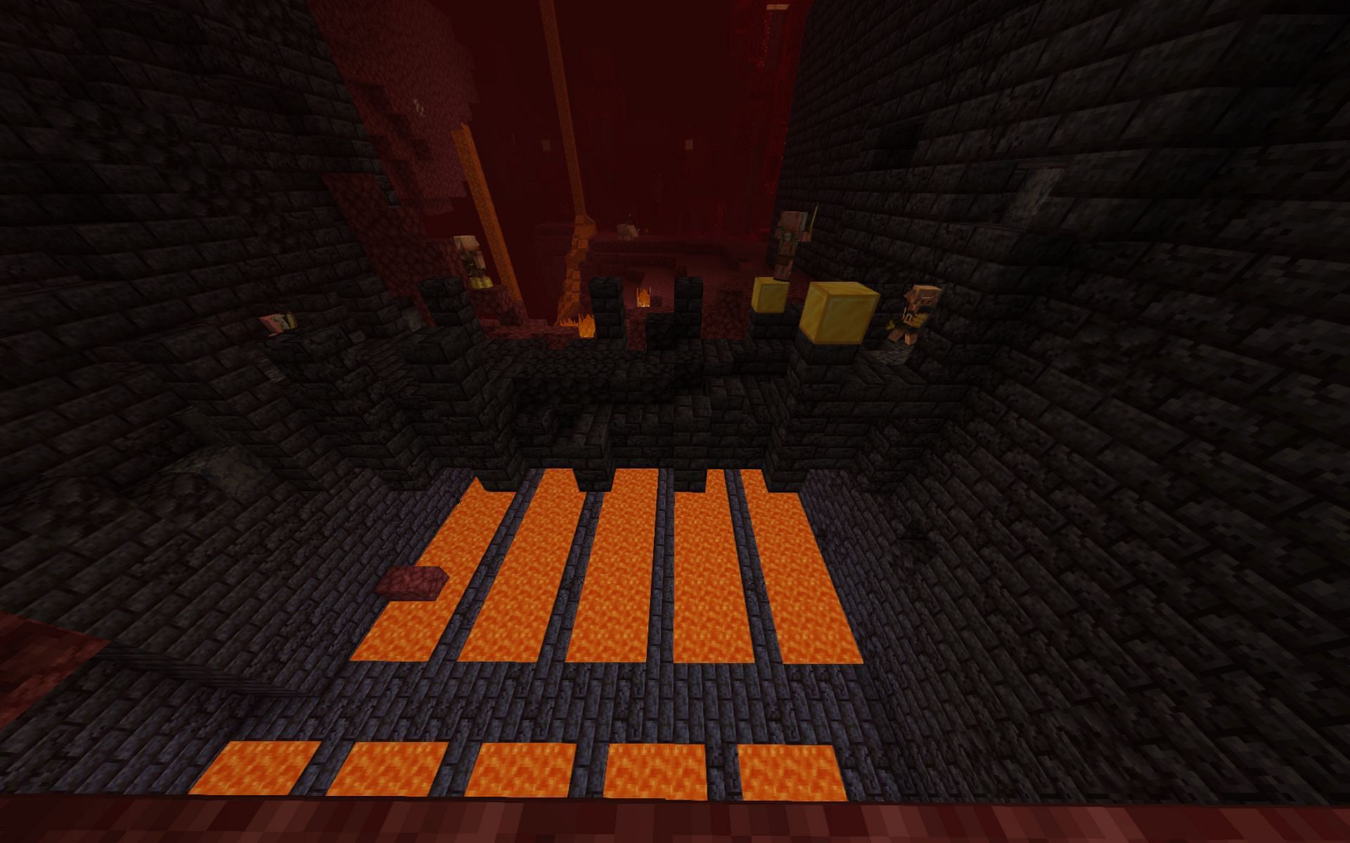 The &quot;treasure room&quot; variant of bastion remnants (Image via Minecraft)