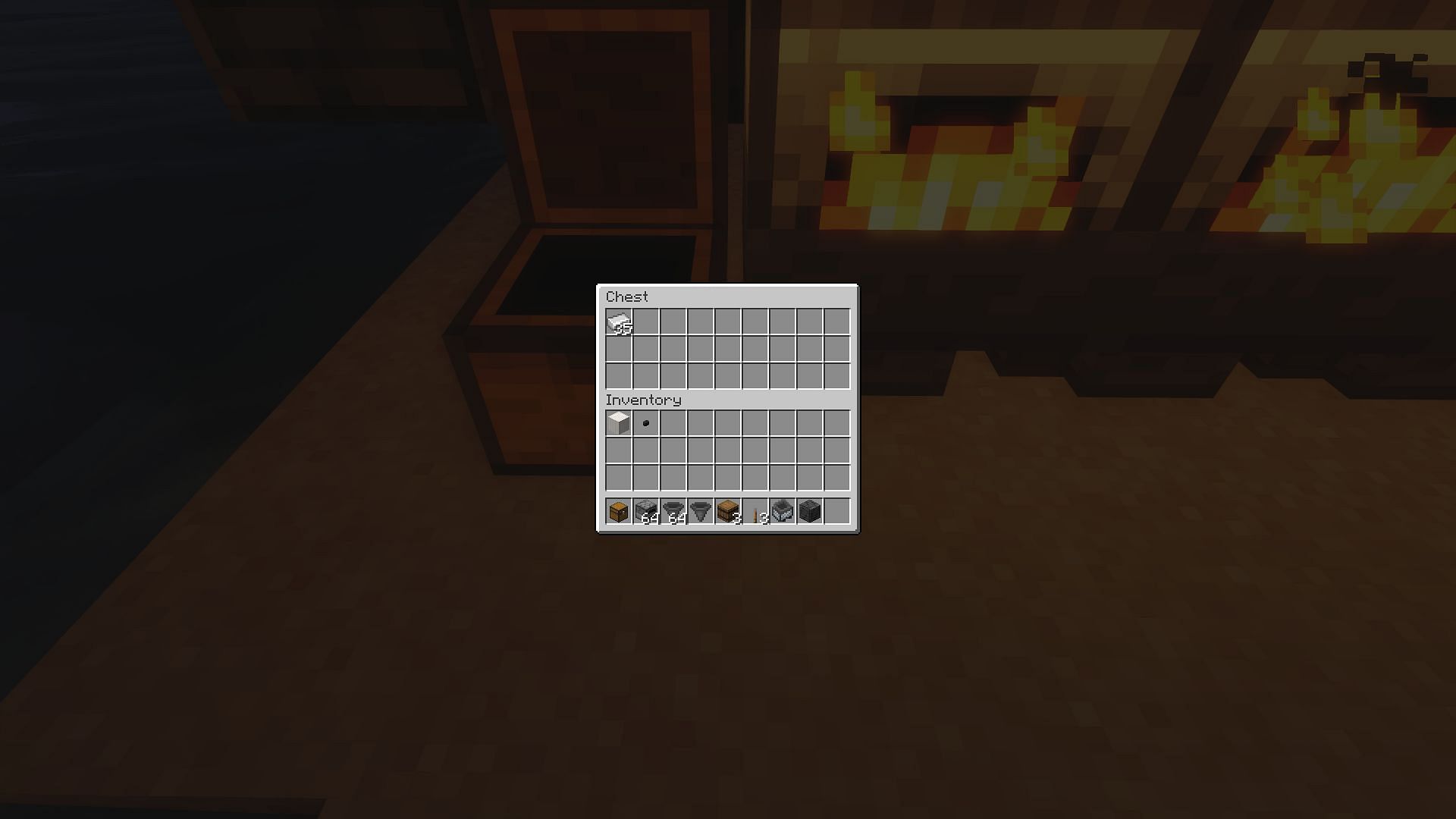 The output chest of the super smelter (Image via Minecraft)