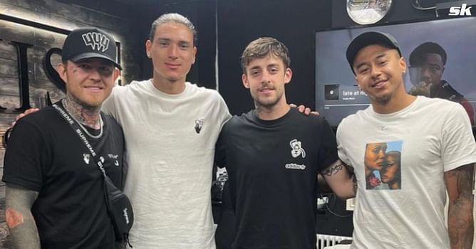 Ex-Manchester United star Jesse Lingard links up with Liverpool striker Darwin Nunez at tattoo parlor