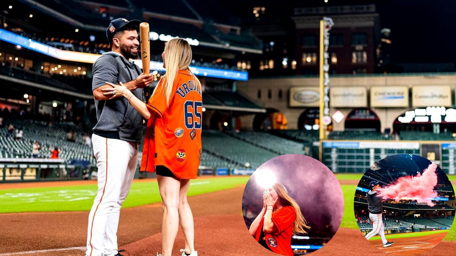 IT'S A GIRL! - Jose Urquidy steps up to the plate as his wife Estefania  pitched for a unique gender reveal after Houston Astros trump Los Angeles  Angels in series opener