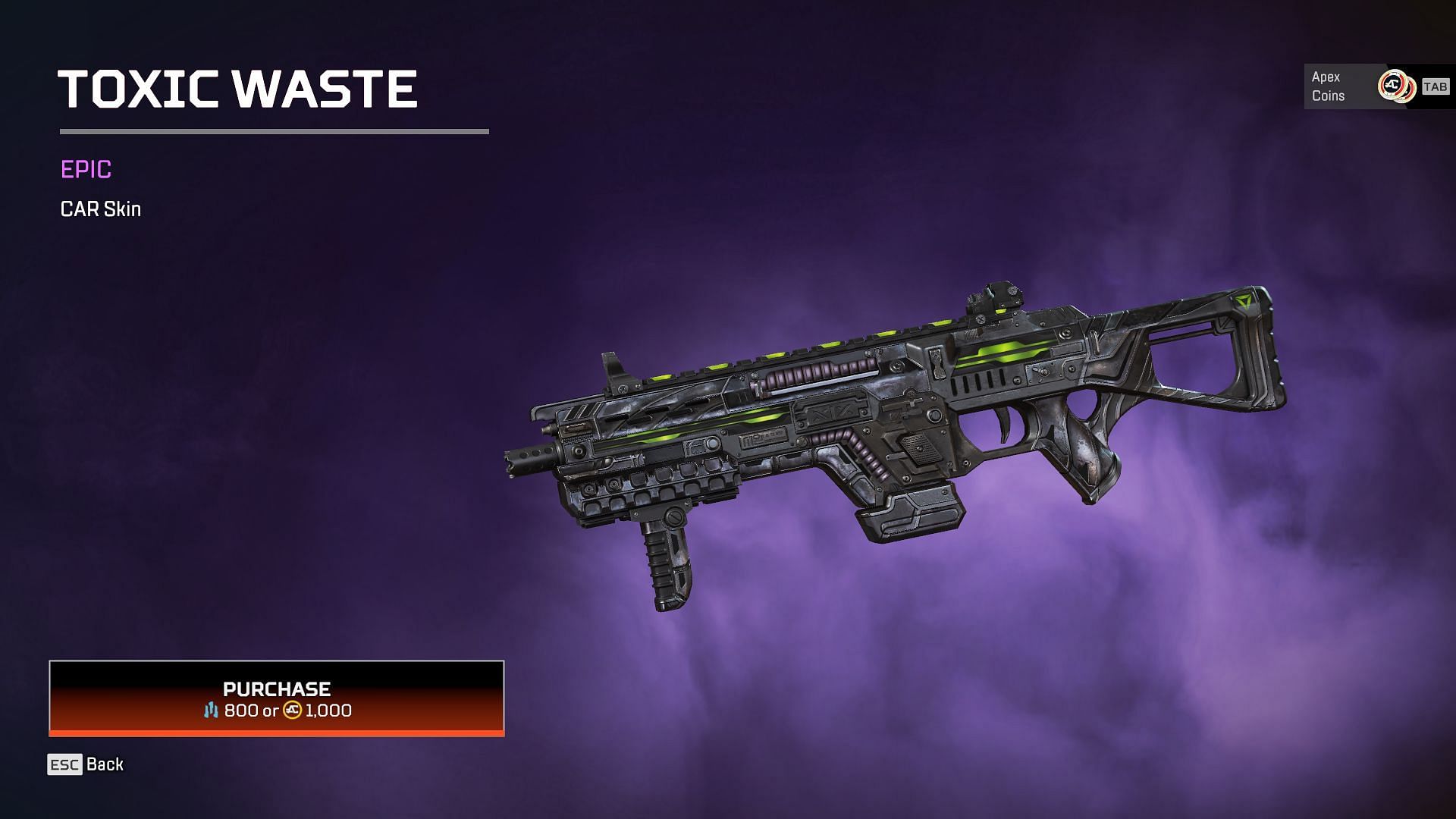 The epic Toxic Waste weapon skin (Image via EA)