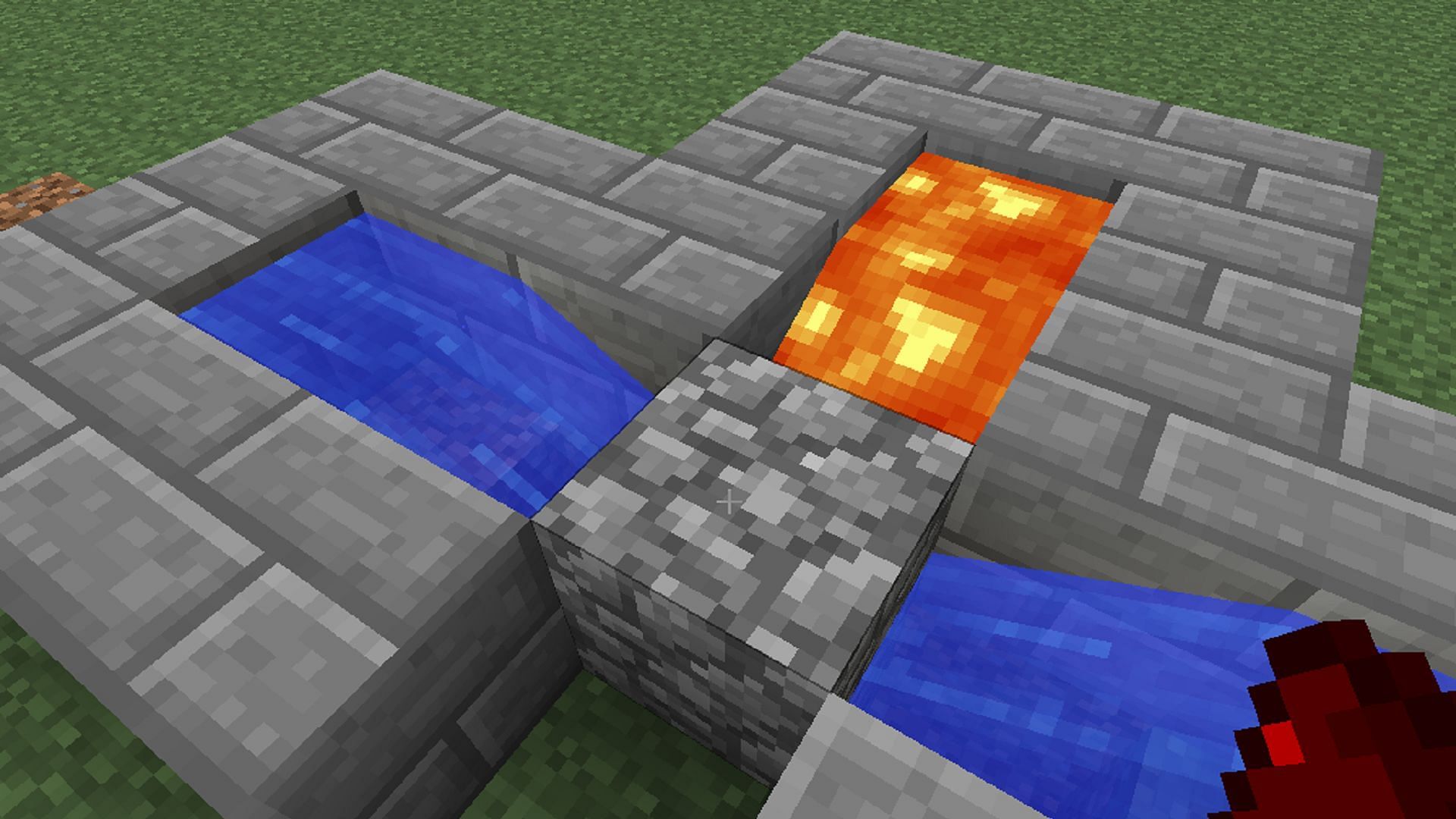 An improved cobblestone generator in Minecraft (Image via Mojang)