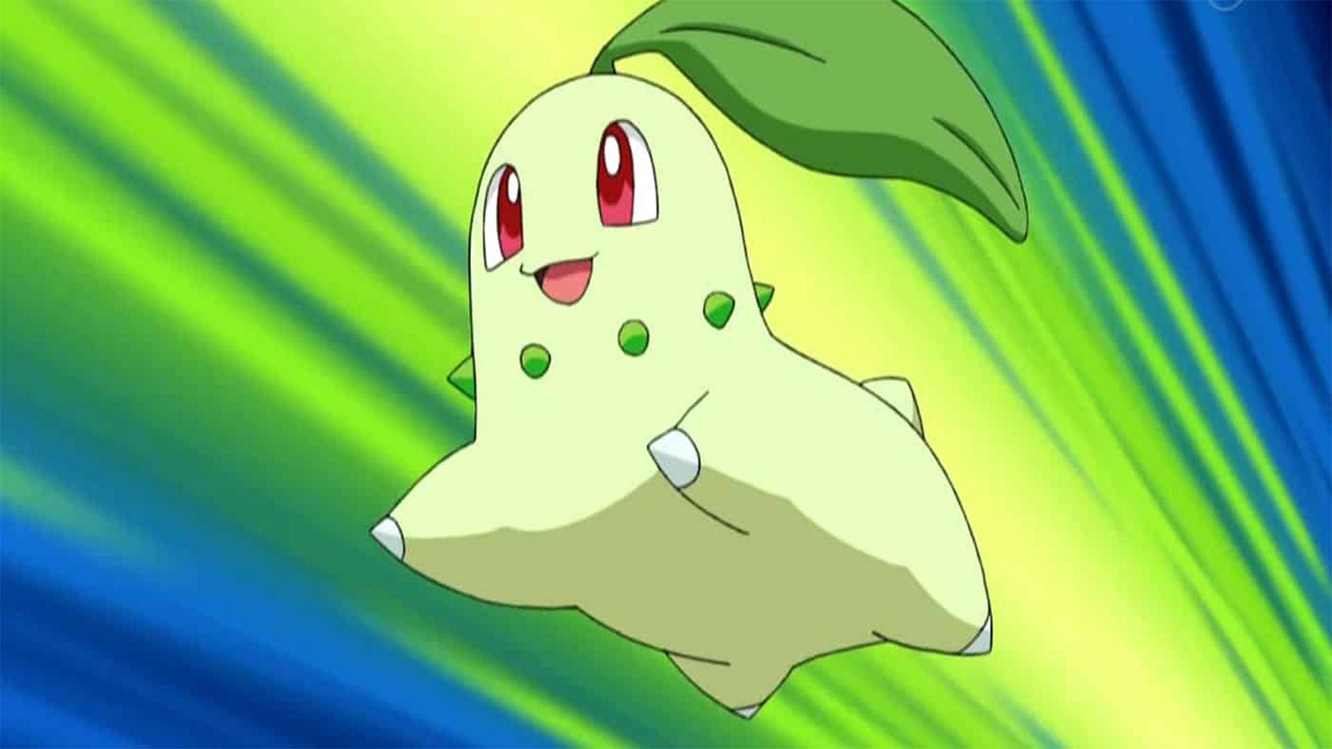 Chikorita as it appears in the anime (Image via The Pokemon Company)