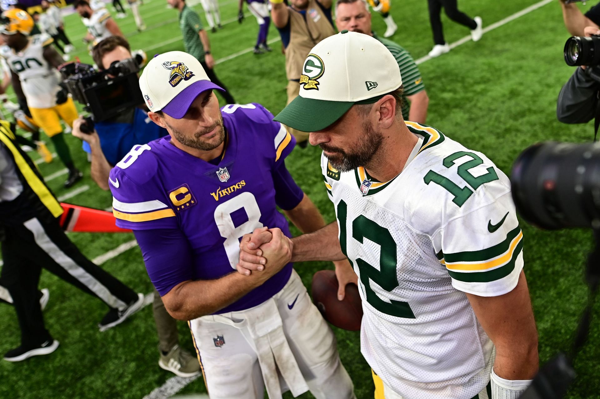 Green Bay Packers quarterback Aaron Rodgers (12) warms up prior to an NFL  football game against the Minnesota Vikings, Sunday, Nov. 21, 2021 in  Minneapolis. (AP Photo/Stacy Bengs Stock Photo - Alamy