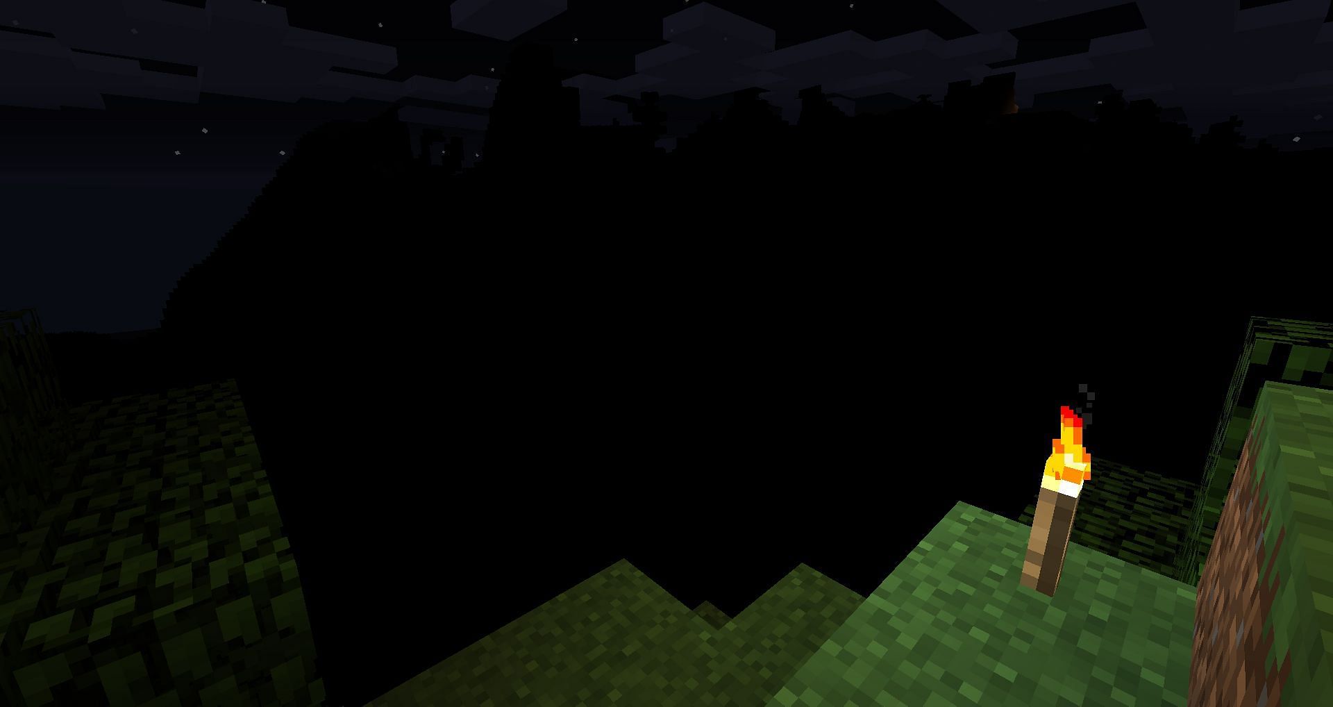 This drastically reduces the visibility by darkening everything in Minecraft (Image via CurseForge)