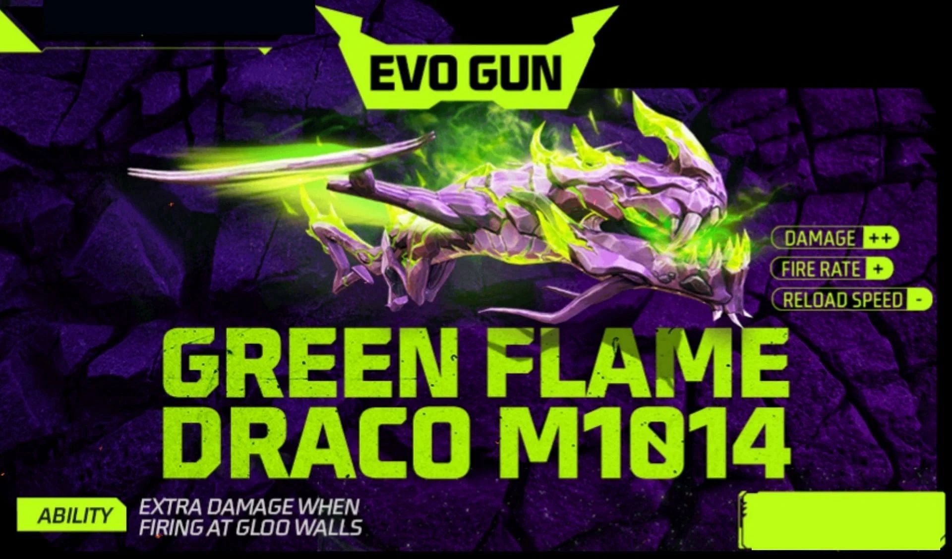 Green Flame Draco M1014 Evo गन स्किन (Image via Garena)