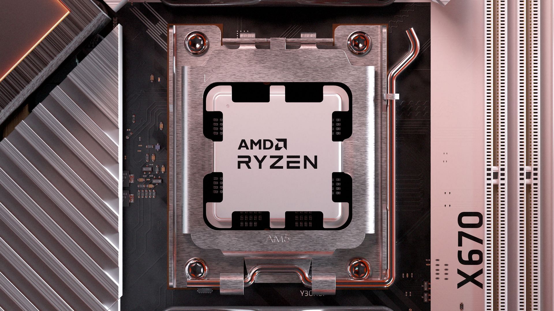 A Ryzen 7000 chip installed on an X670 motherboard (Image via AMD)