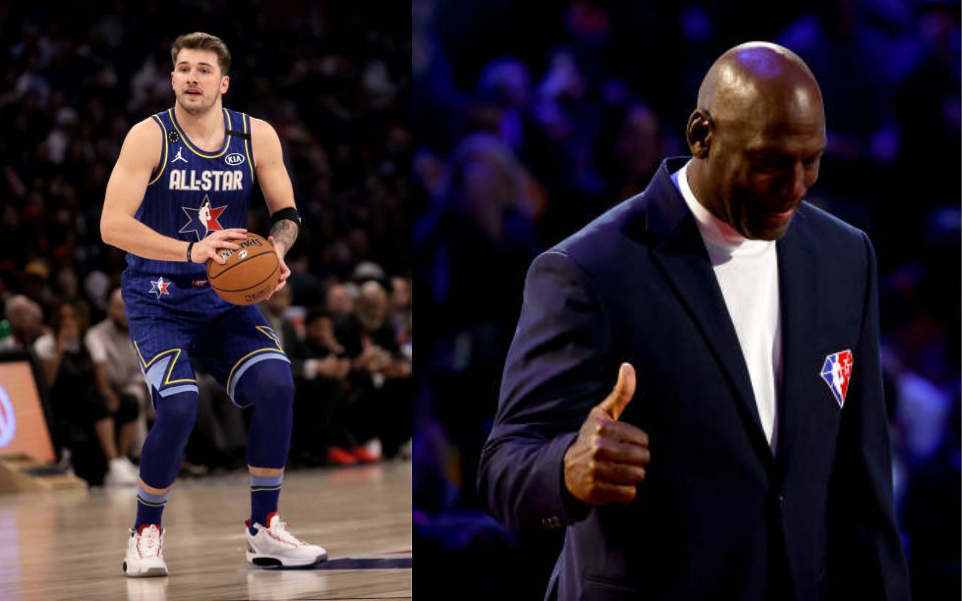 Luka Doncic in his first All-Star Game (left); Michael Jordan (right)