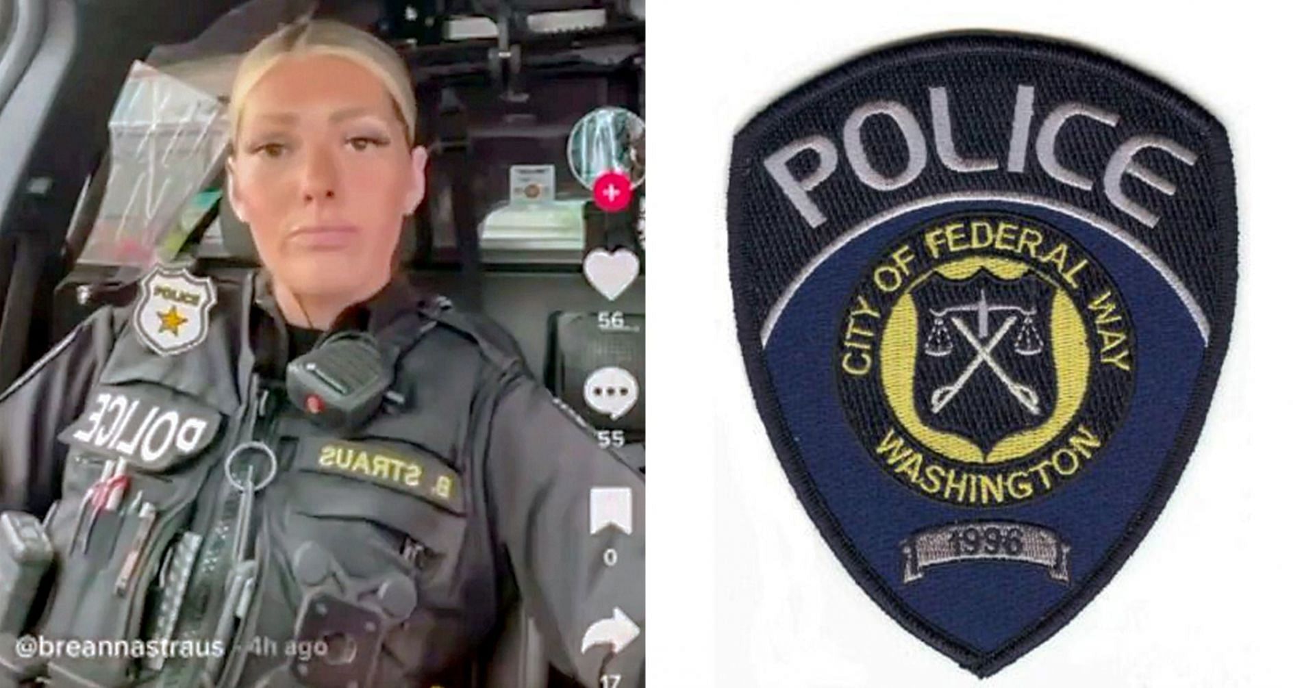 Police officer Breanna Straus gains immense backlash for TikTok video (Image via breannastrauss/TikTok and Federal Way Police))