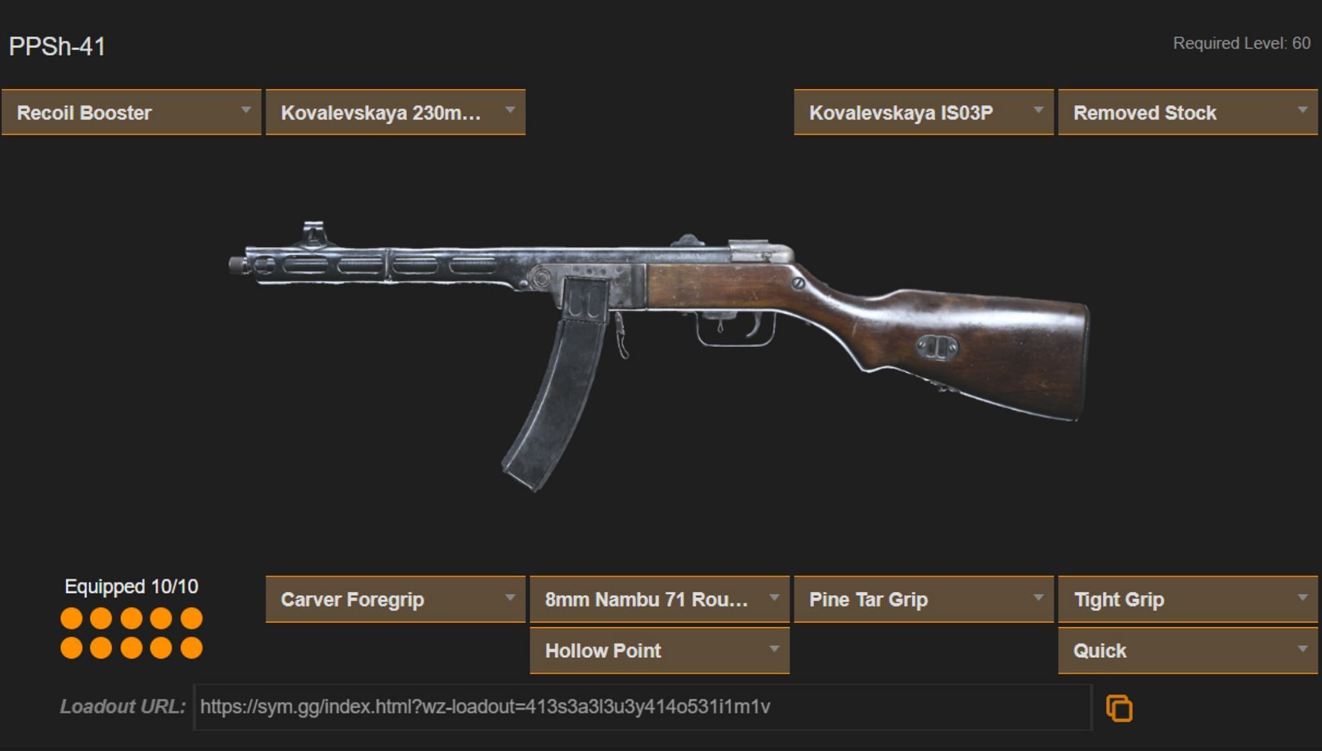 VG PPSh-41 Hip-fire build (Image via sym.gg)