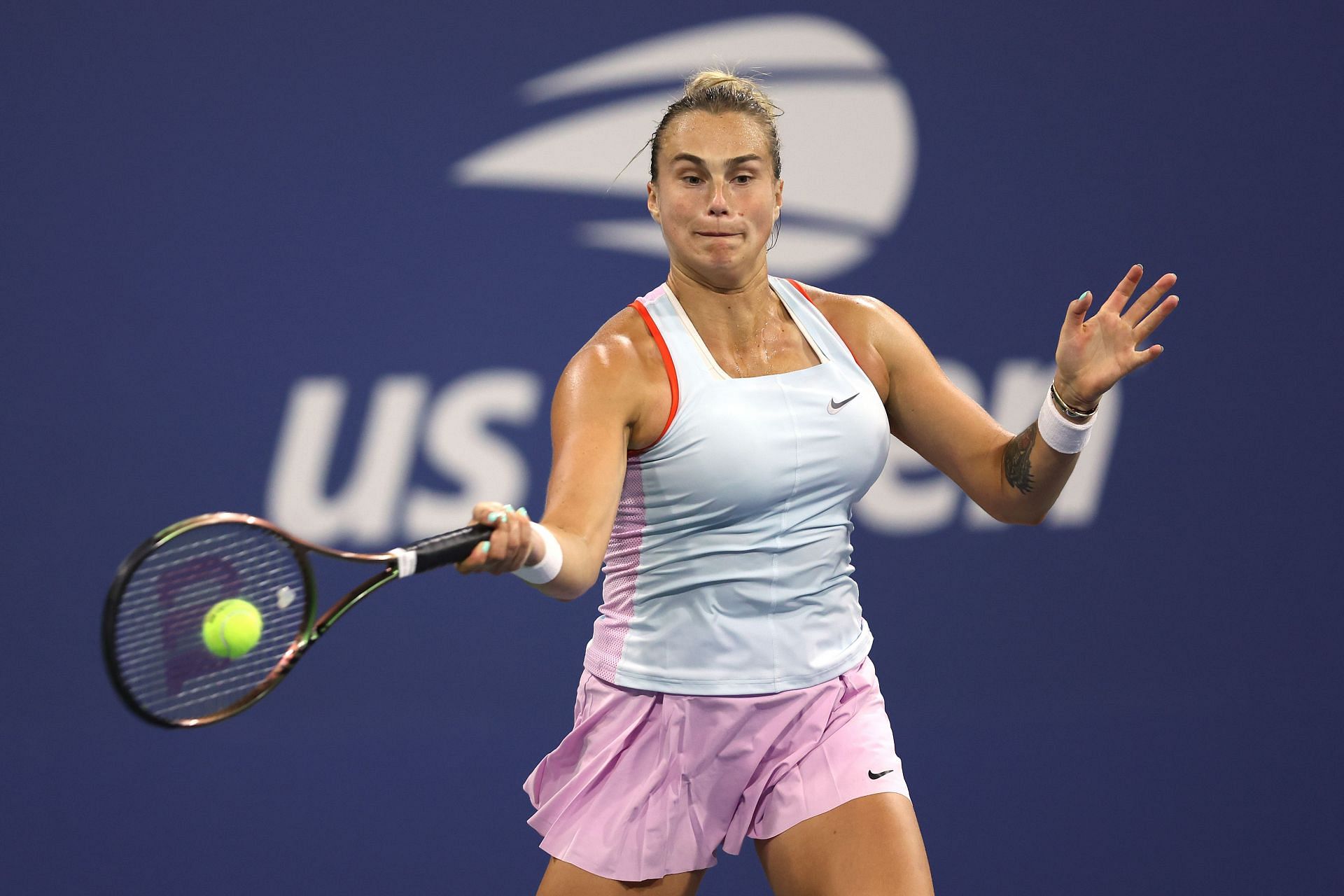 Aryna Sabalenka in action at the 2022 US Open.