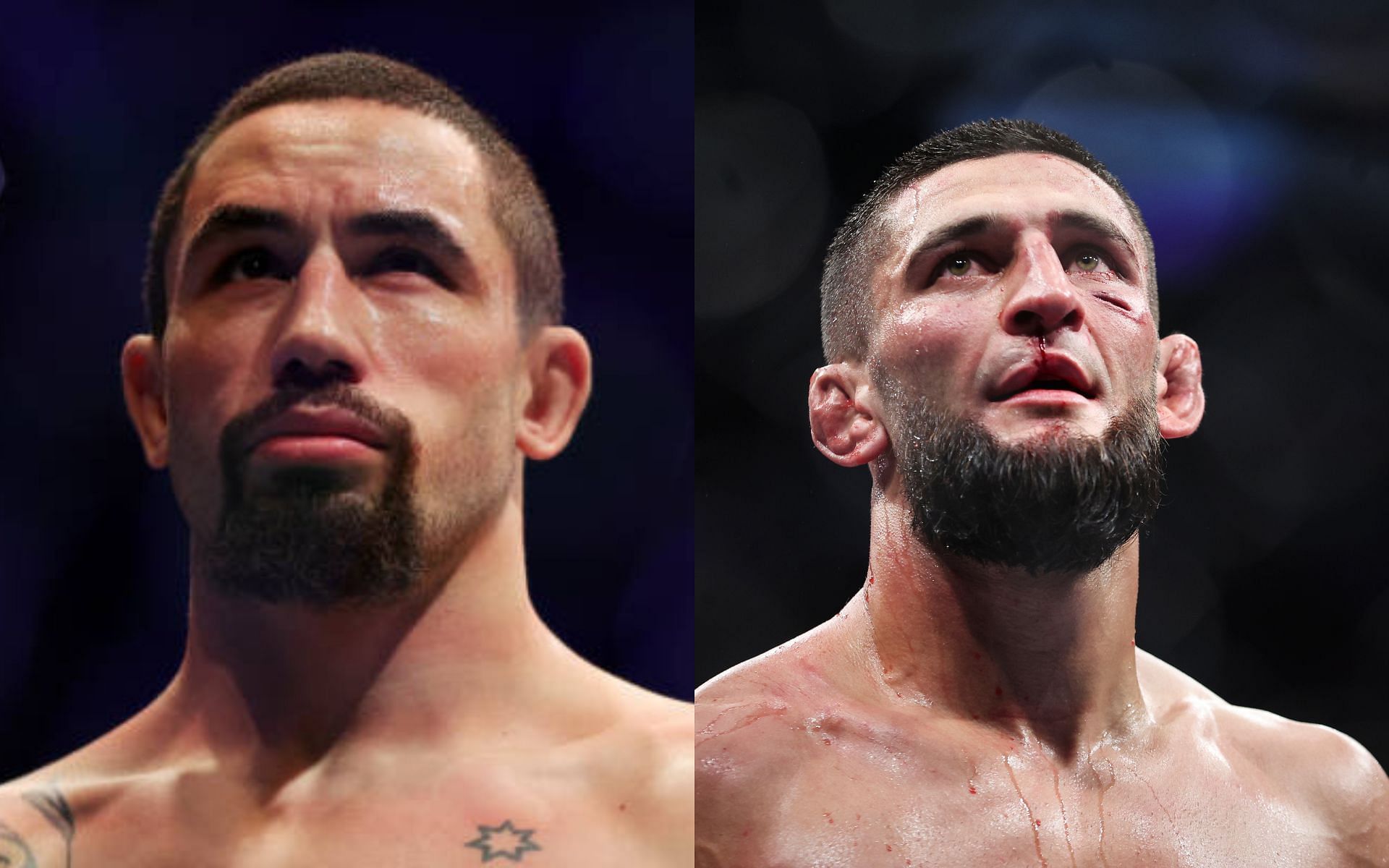 Robert Whittaker (left); Khamzat Chimaev (right)