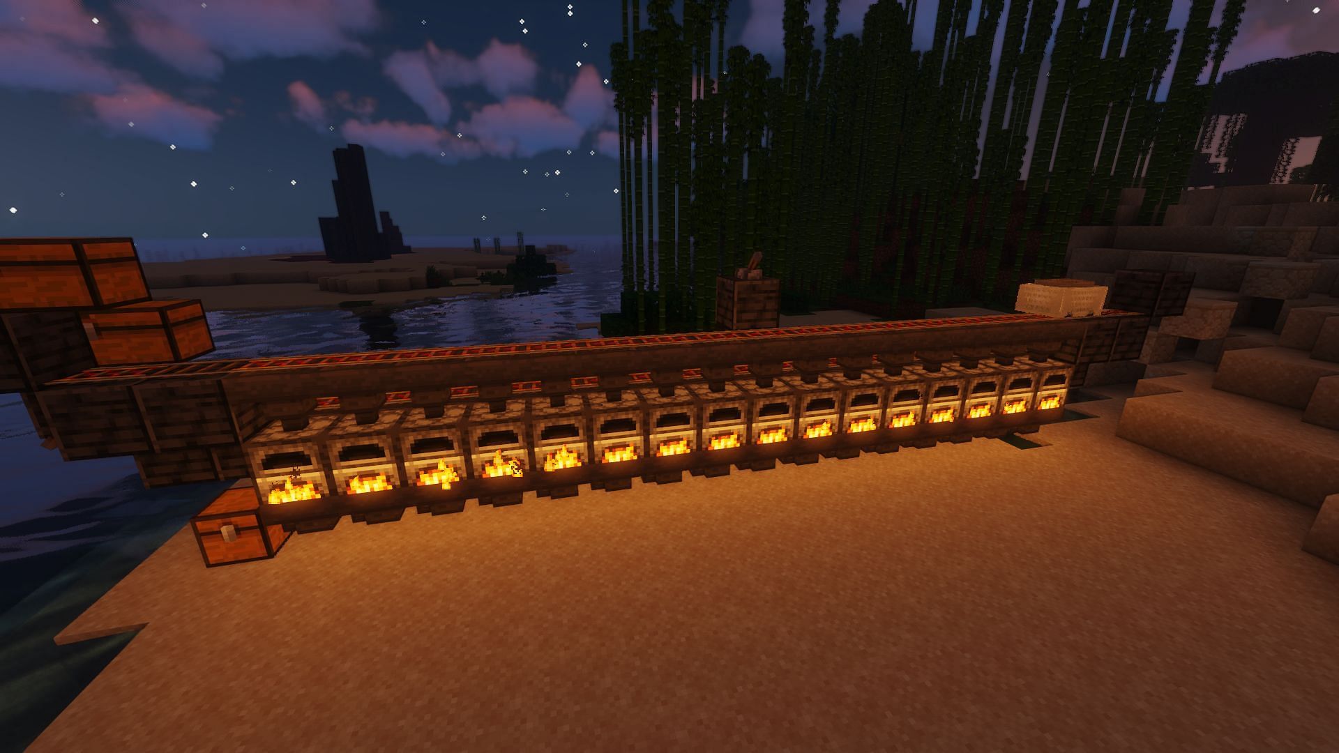 A finished and functional super smelter (Image via Minecraft)