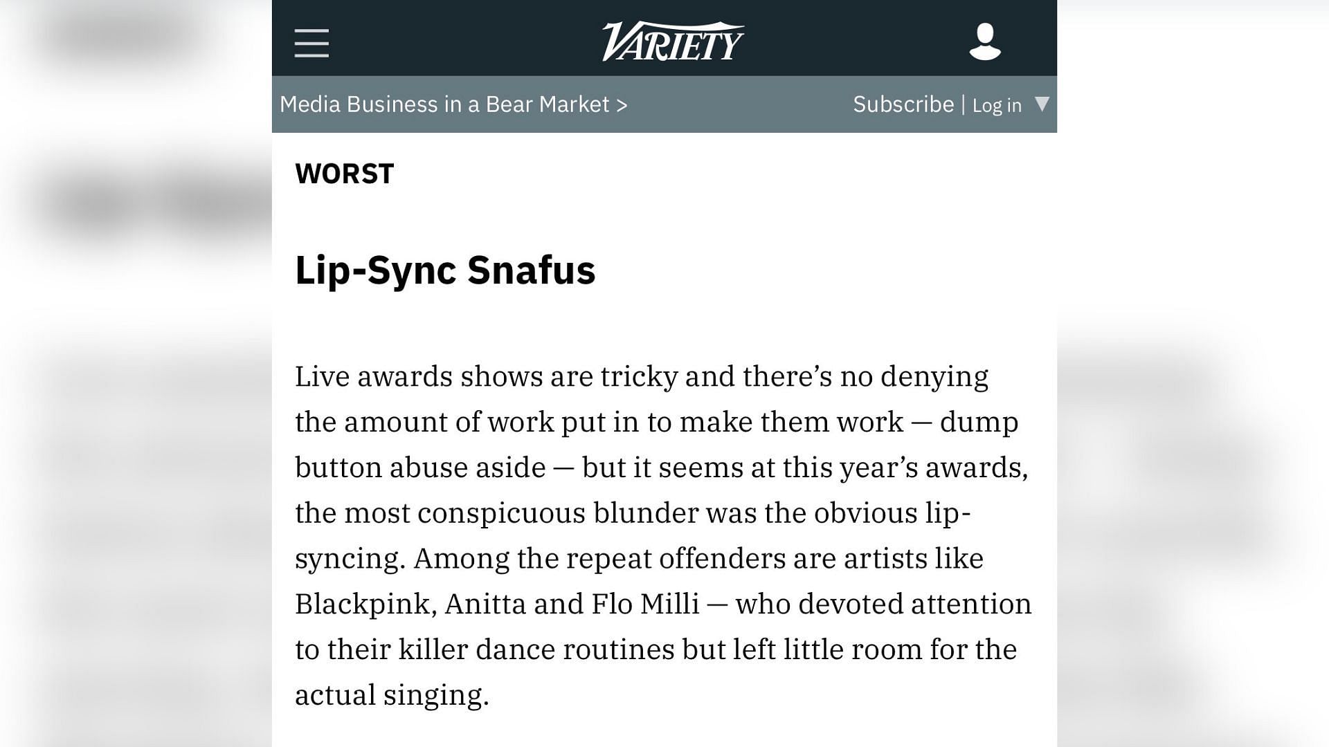 One of Variety&#039;s worst VMAs moment categories (Image via Variety)