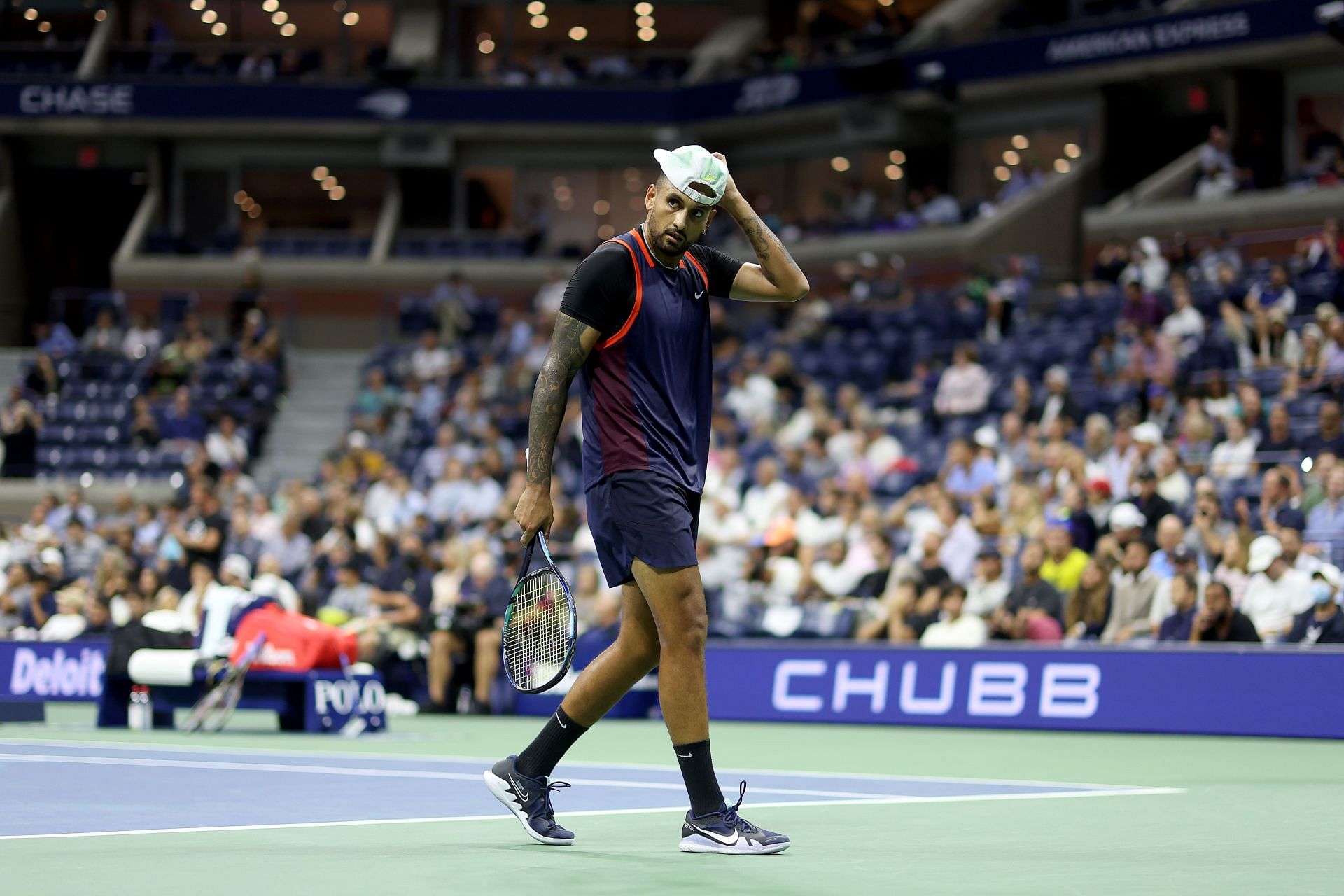 Nick Kyrgios fell in the last eight of the US Open on Tuesday.