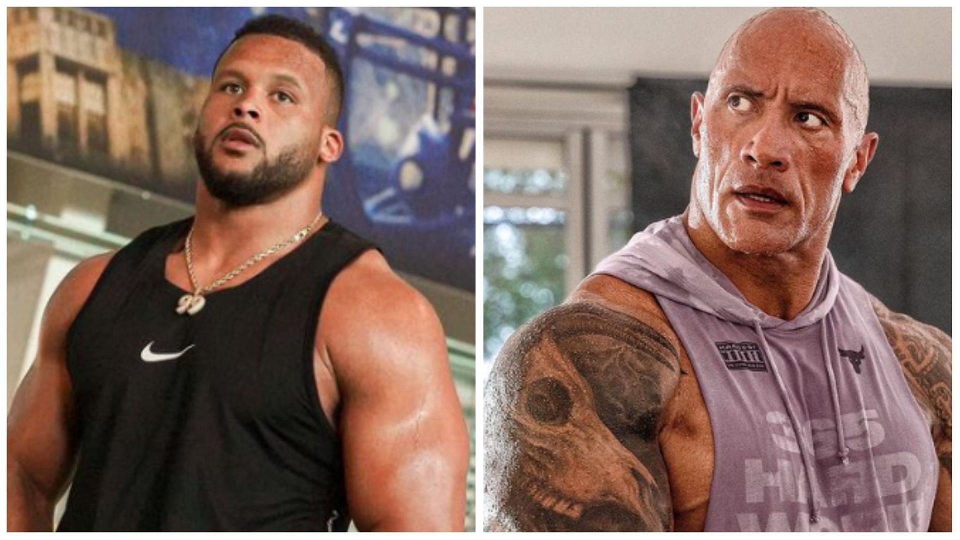 Dwayne Johnson has regimen of workouts that he follows each day, which includes lifting weights and other exercises. (Image via IG @therock / @AaronDonald99 )