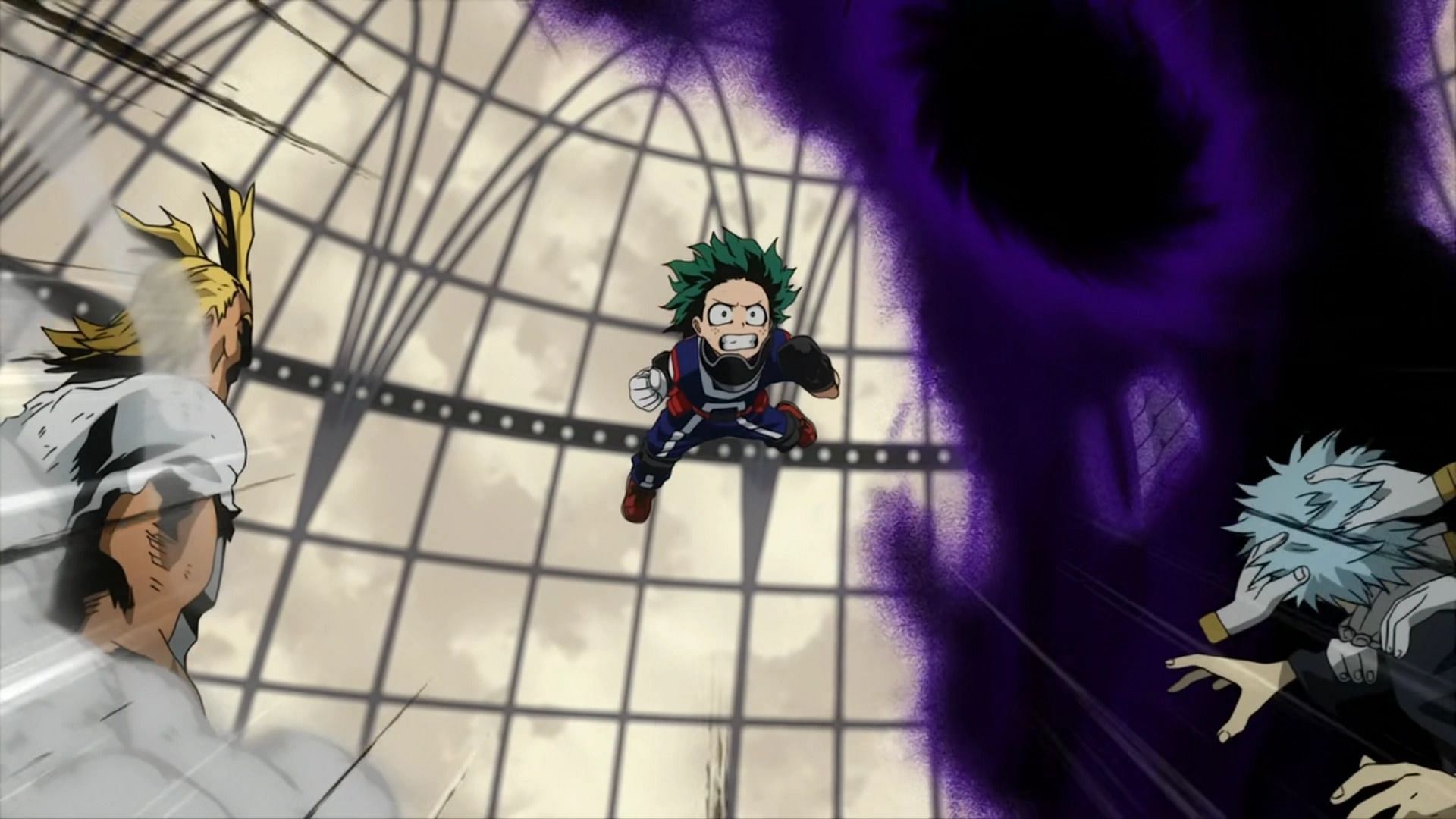 Deku trying to save All Might (Image via Studio Bones)