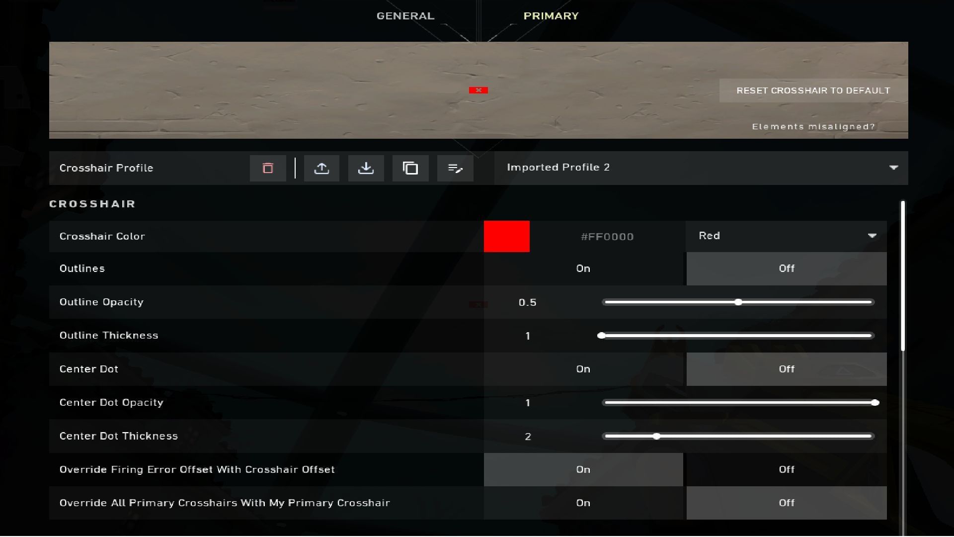 General Crosshair settings (Imag via Riot Games)