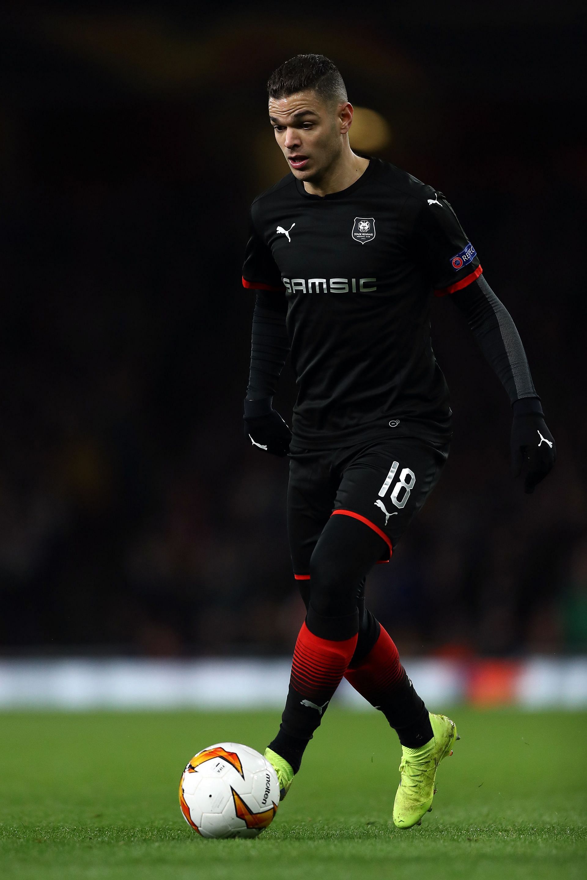Hatem Ben Arfa of Stade Rennais FC in action during the UEFA Europa League Round of 16 Second Leg match between Arsenal and Stade Rennais at Emirates Stadium on March 14, 2019.